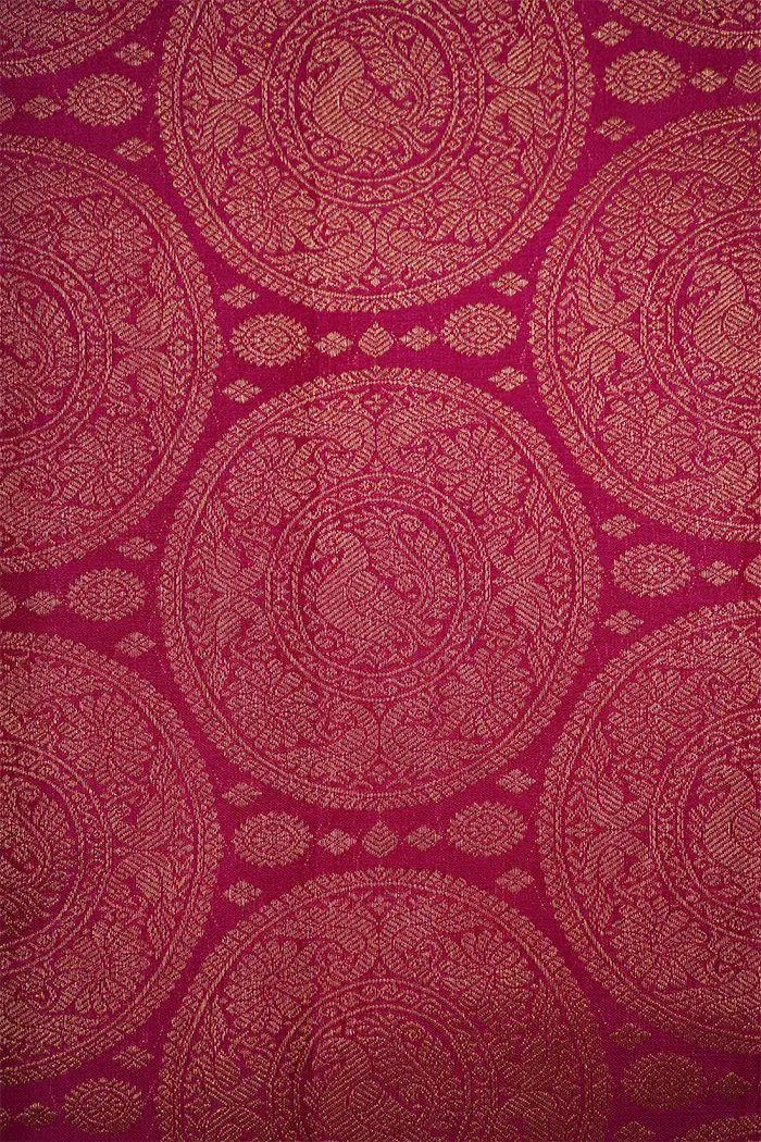 DEEP CARMINE WITH DARK ROSE PURE KANCHIVARAM SILK SAREE - Queens Jewel Emporium