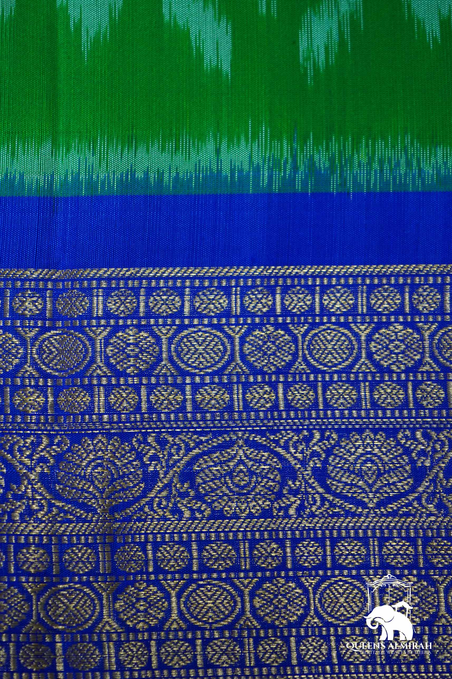 DEEP GREEN WITH ROYAL BLUE SOFT SILK SAREE - Queens Jewel Emporium