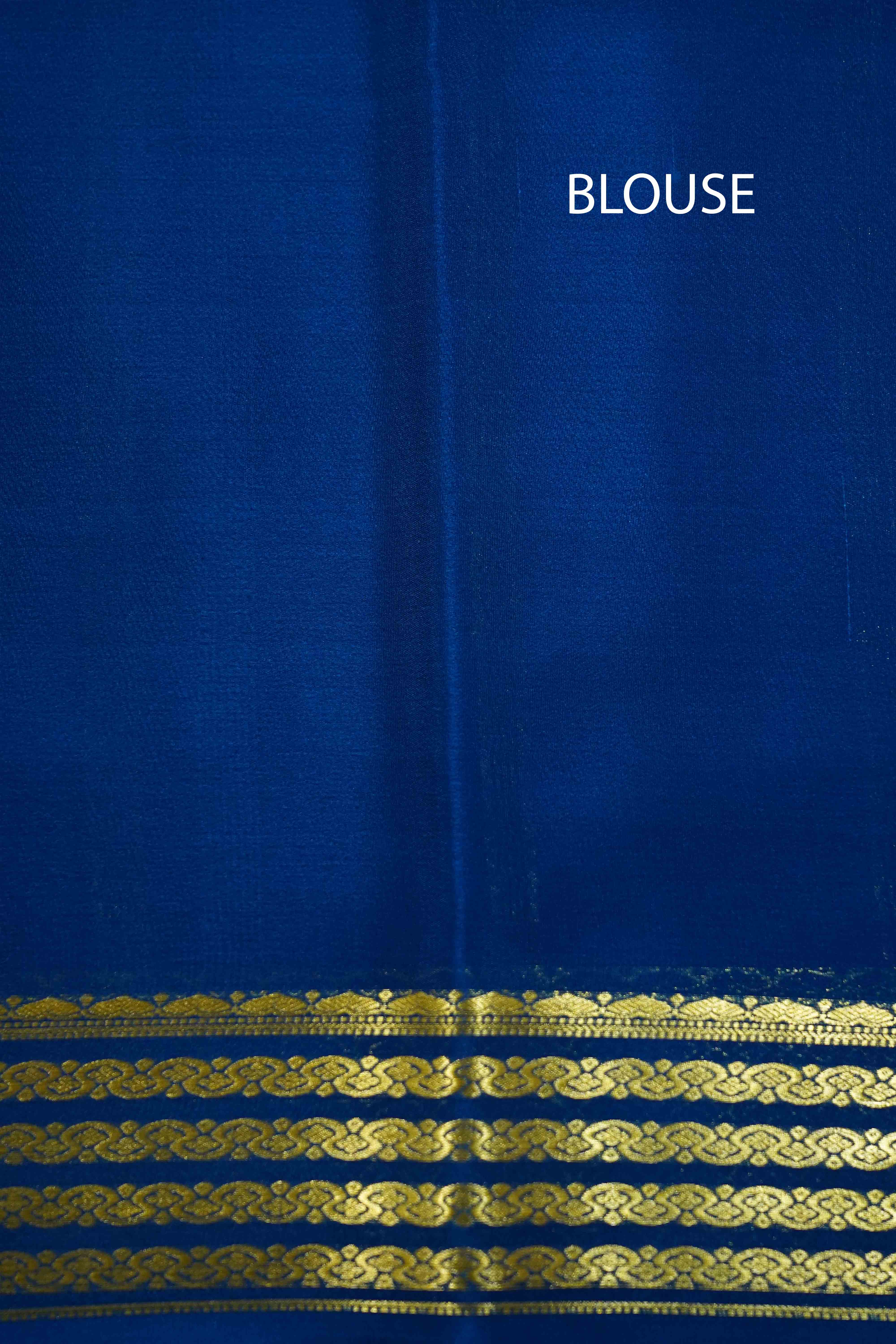 DEEP LILAC WITH MARINE BLUE MYSORE SILK SREE - Queens Jewel Emporium