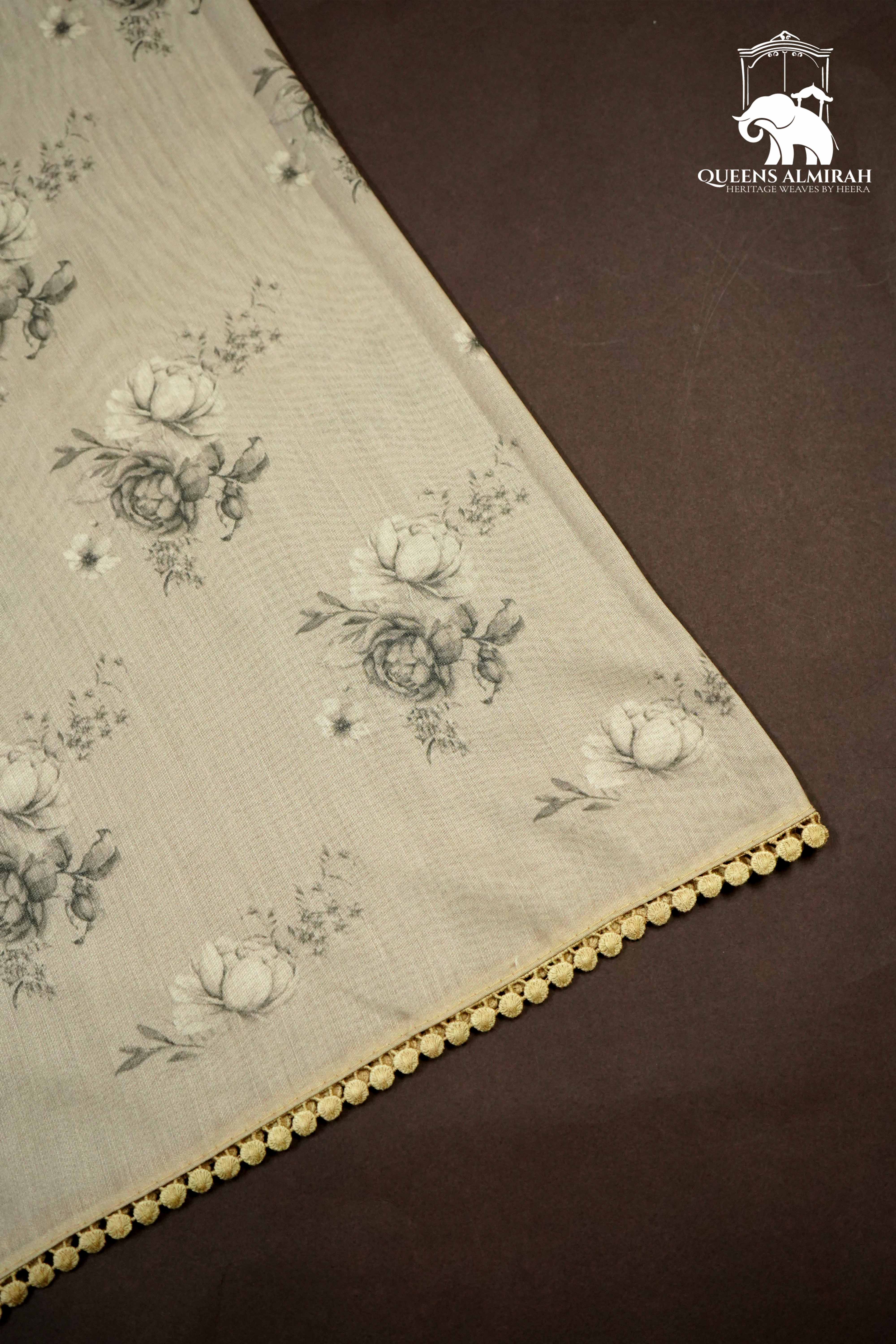 DESERT BROWN WITH EMBROIDERY BORDER TISSUE SAREE - Queens Jewel Emporium