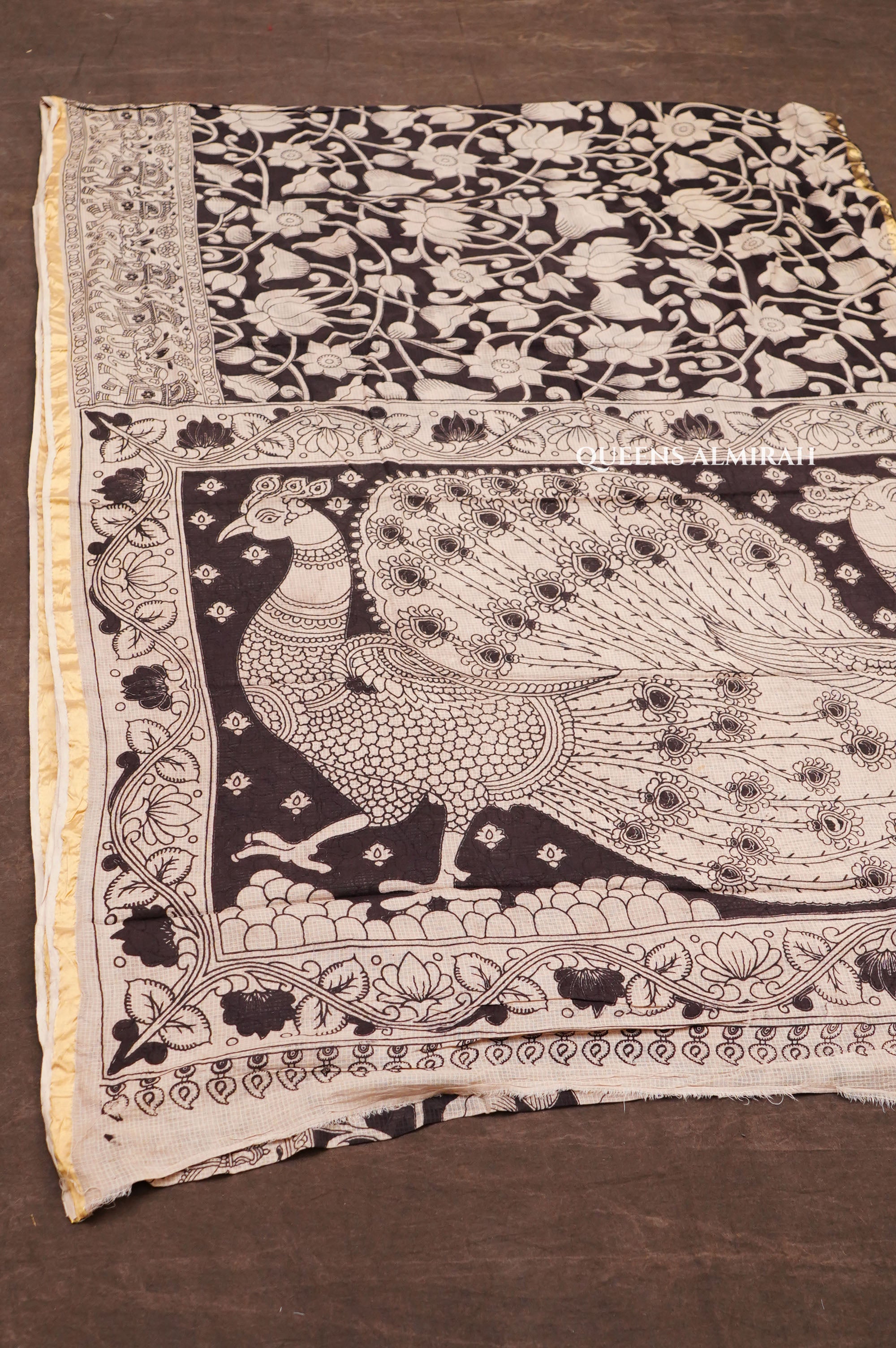 Black With White Kota Cotton Saree