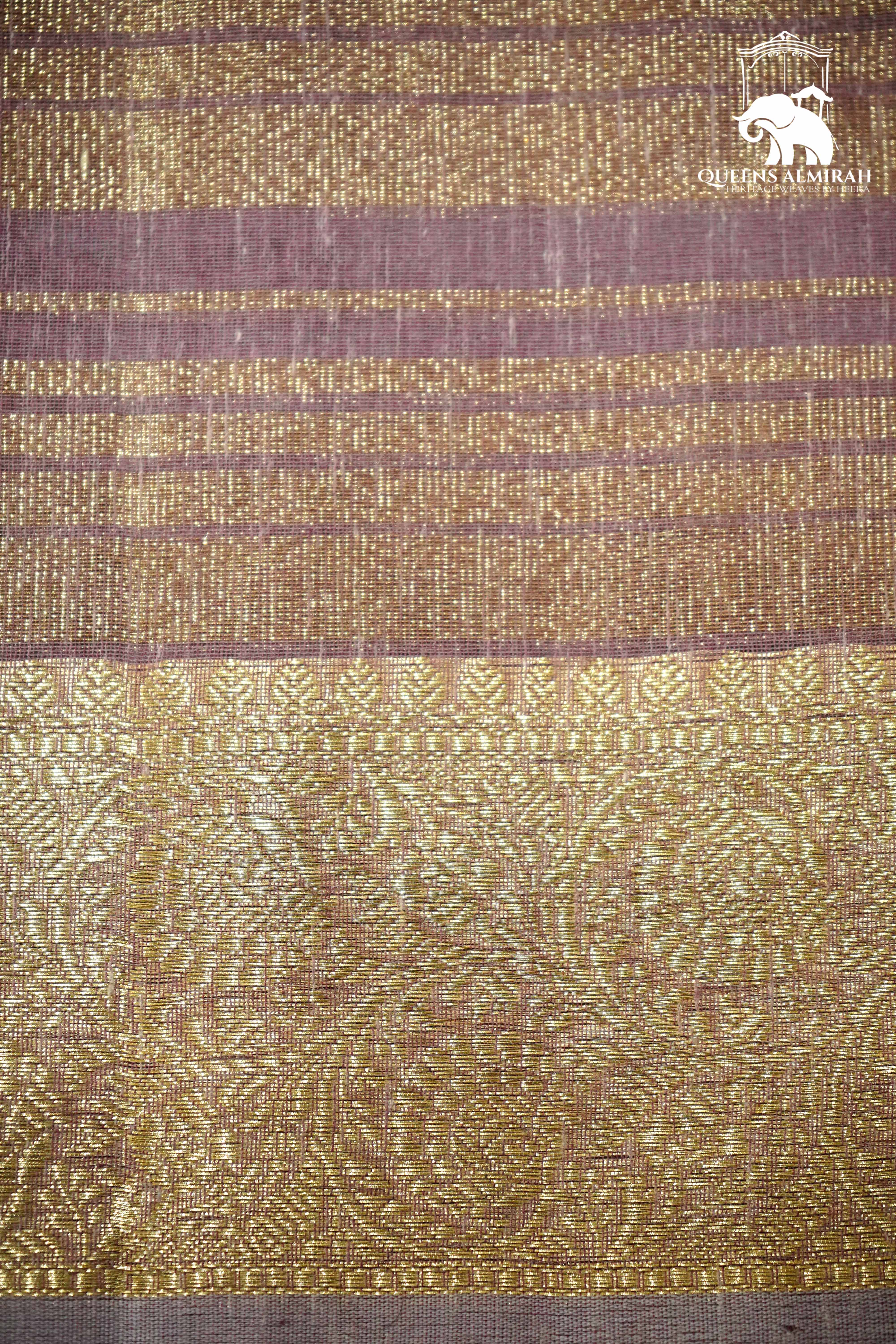 DIM PURPLE WITH WOVEN BORDER TISSUE SAREE - Queens Jewel Emporium