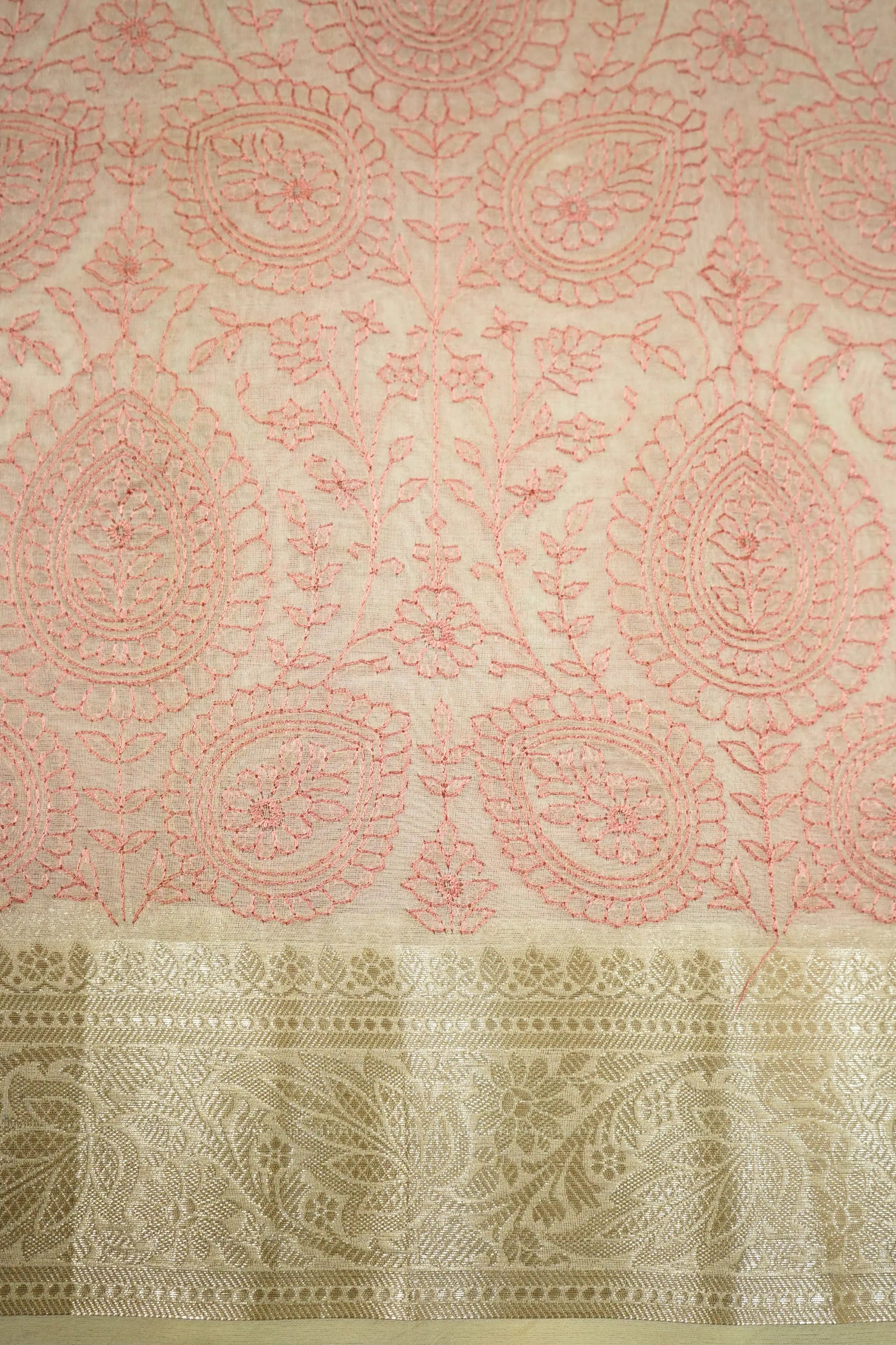 DOUBLE SPANISH WHITE ORGANZA SAREE - Queens Jewel Emporium