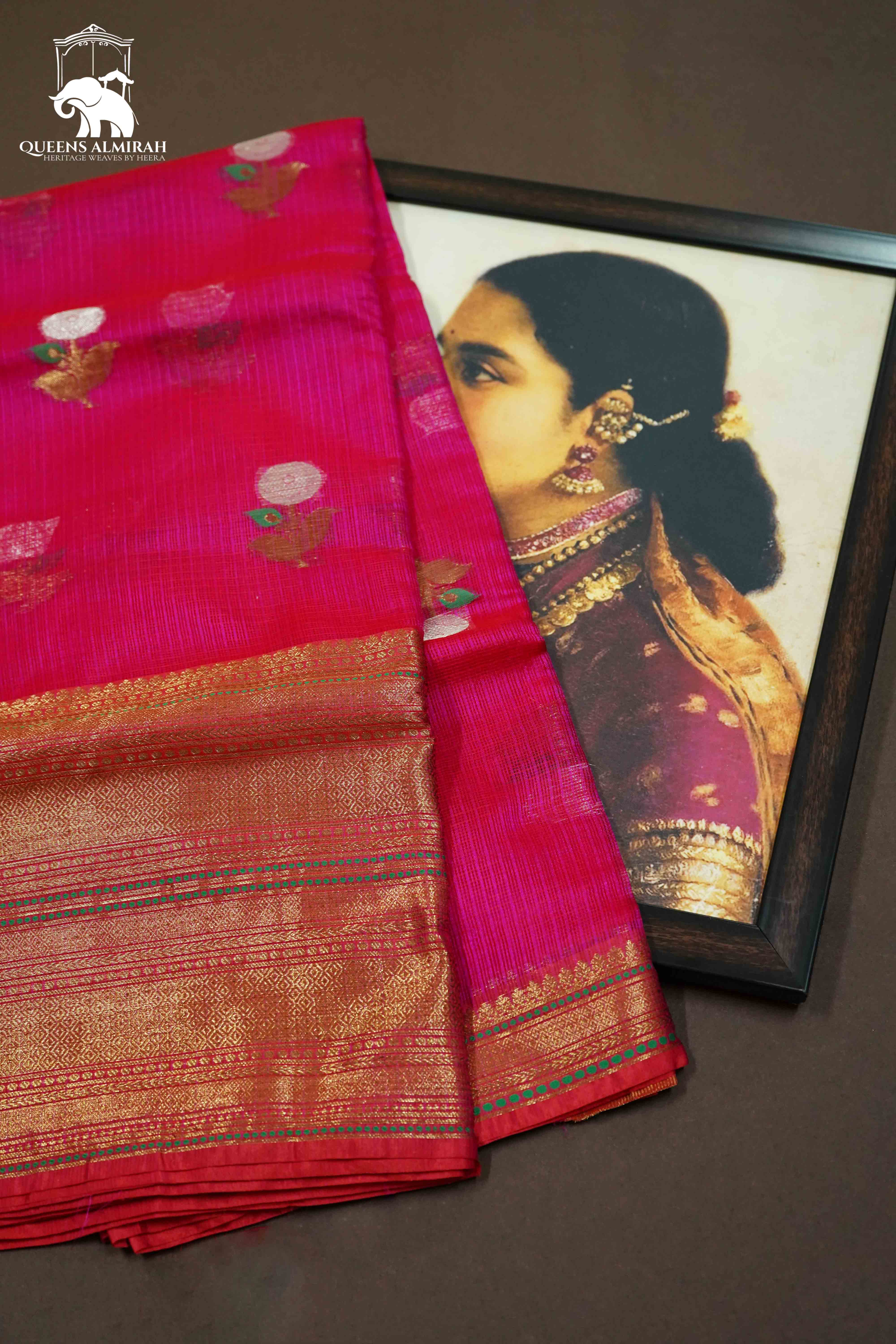DRAGON FRUIT PINK KOTA SILK SAREE - Queens Jewel Emporium