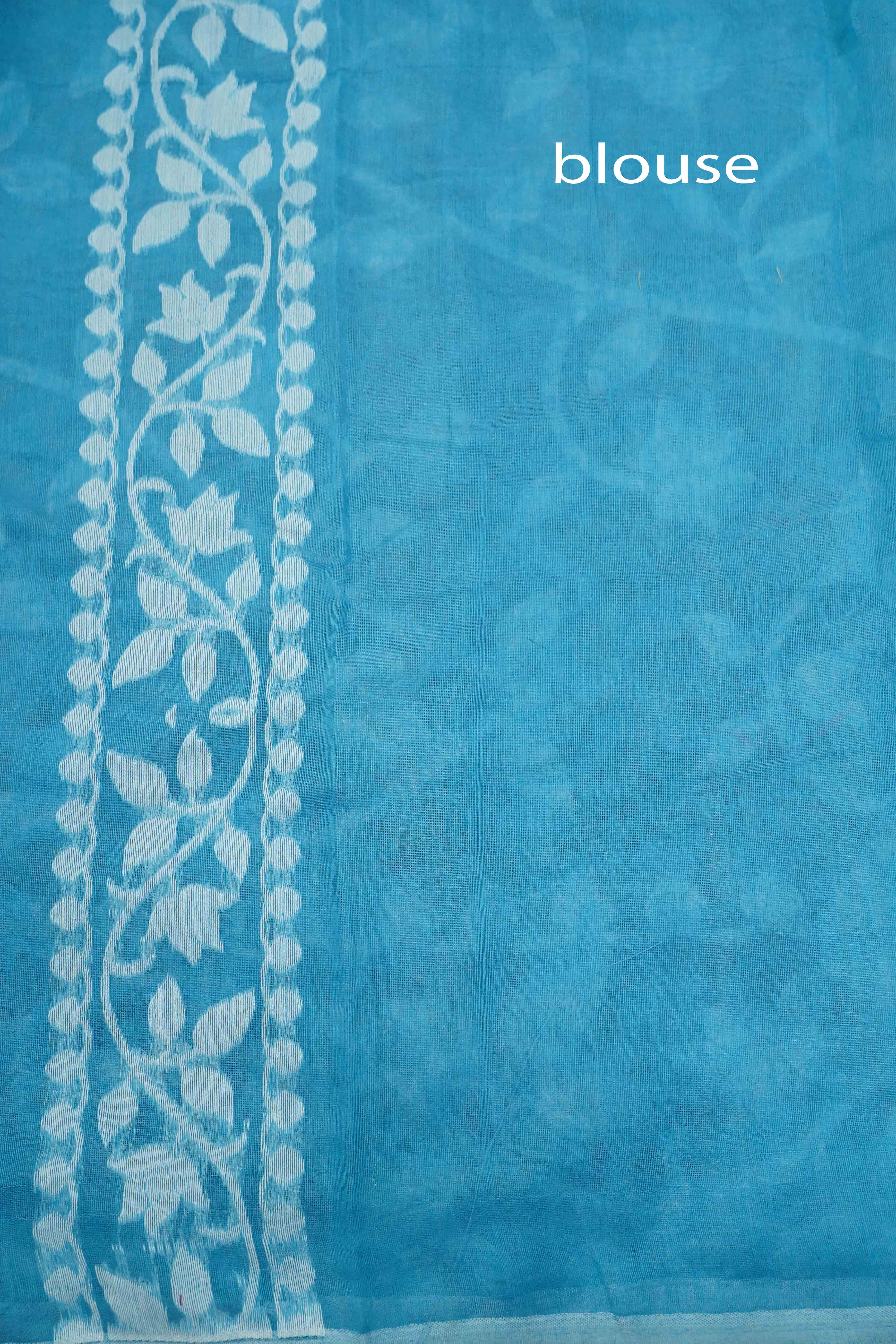 DUSKY BLUE JAMDANI COTTON SAREE - Queens Jewel Emporium