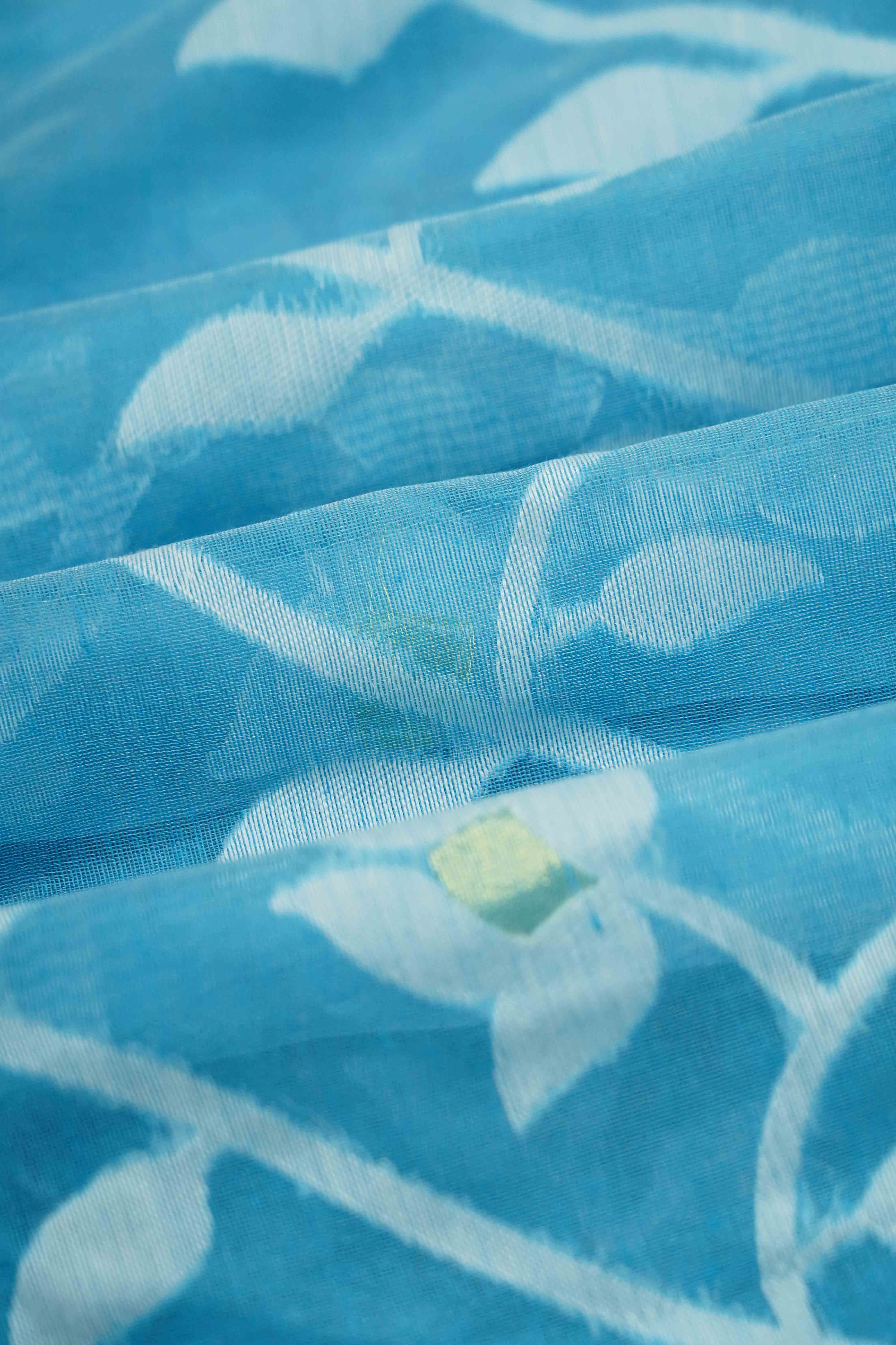 DUSKY BLUE JAMDANI COTTON SAREE - Queens Jewel Emporium