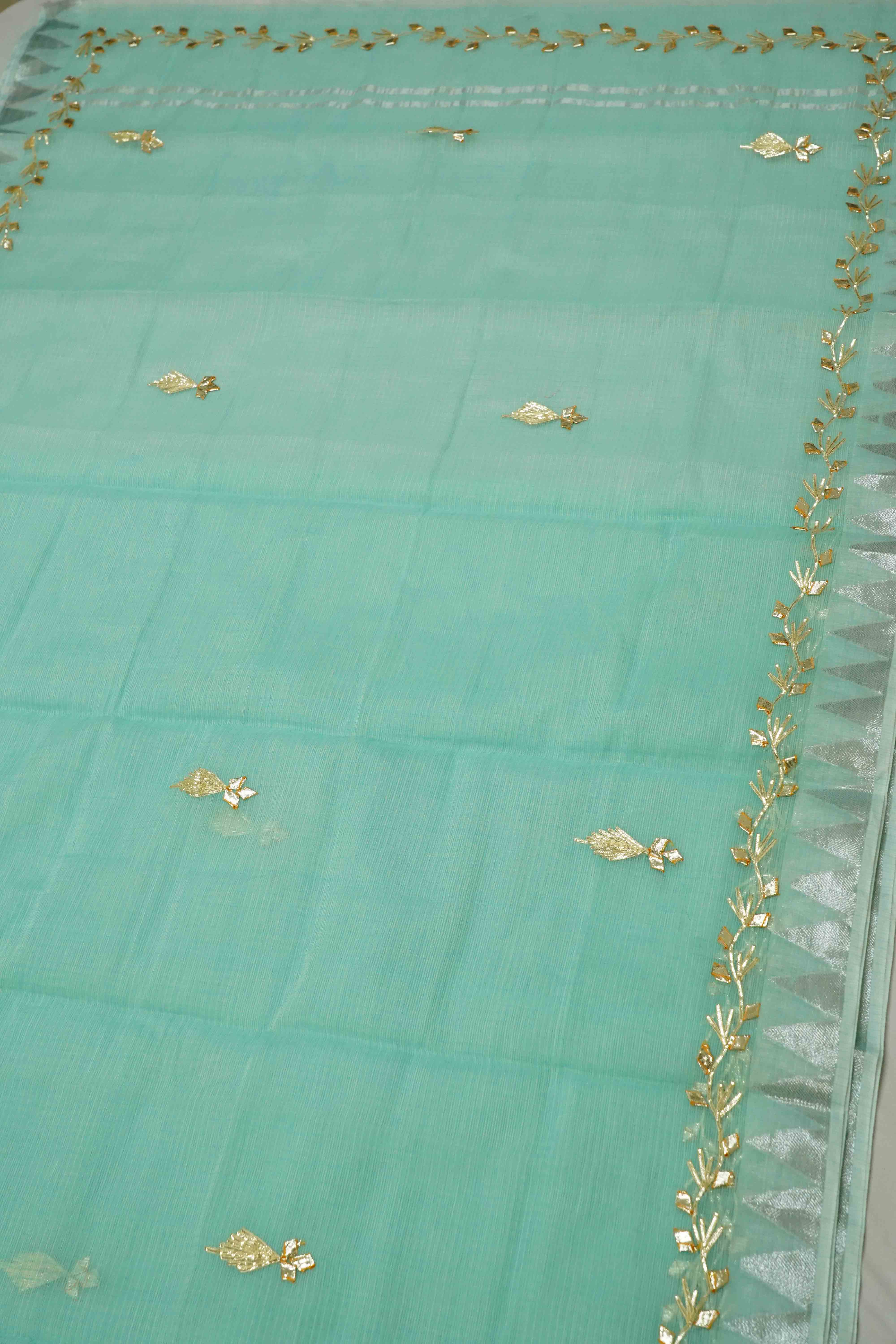 DUSKY BLUE KOTA COTTON SAREE - Queens Jewel Emporium
