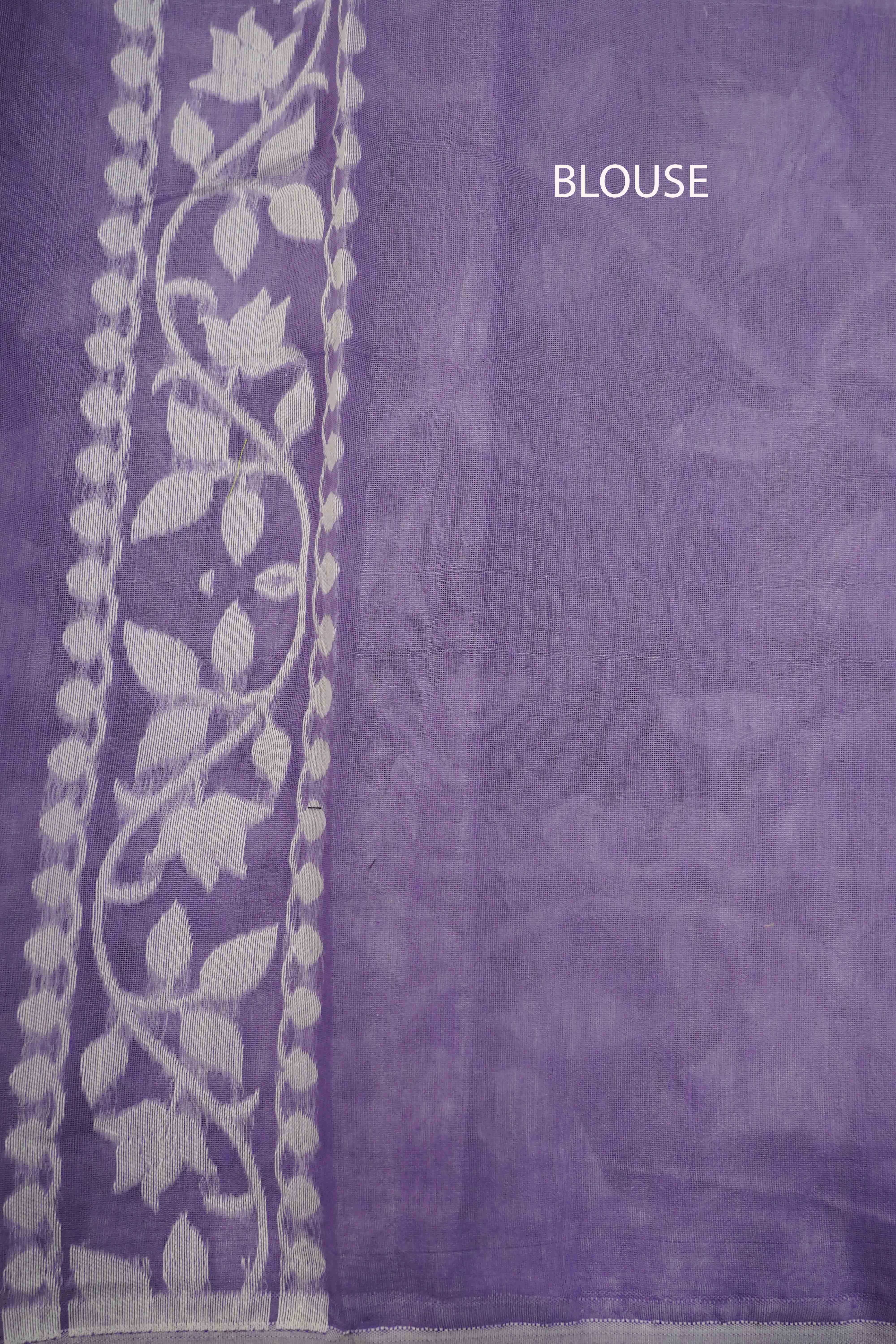 DUSKY LAVENDER JAMDANI COTTON SAREE - Queens Jewel Emporium