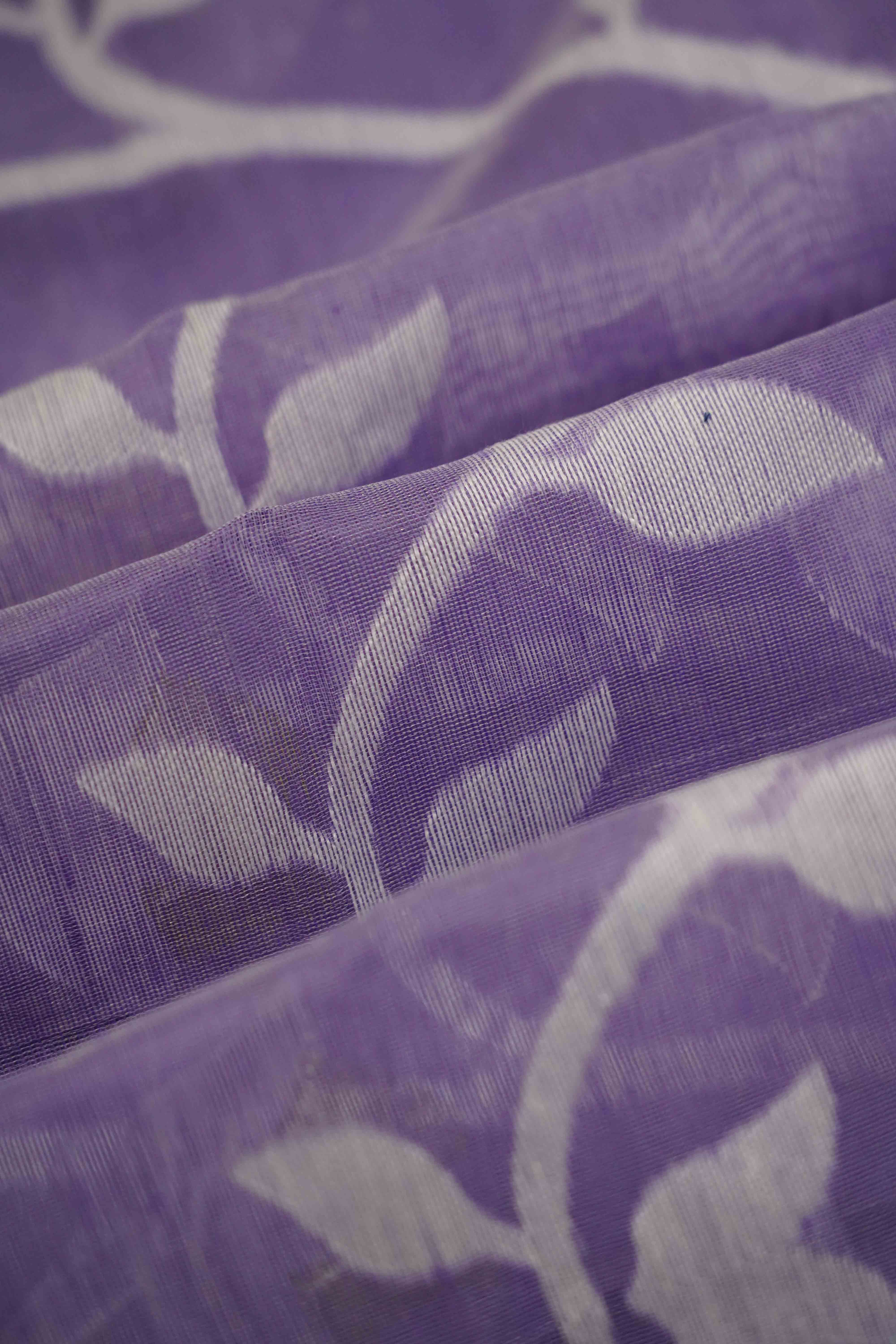 DUSKY LAVENDER JAMDANI COTTON SAREE - Queens Jewel Emporium