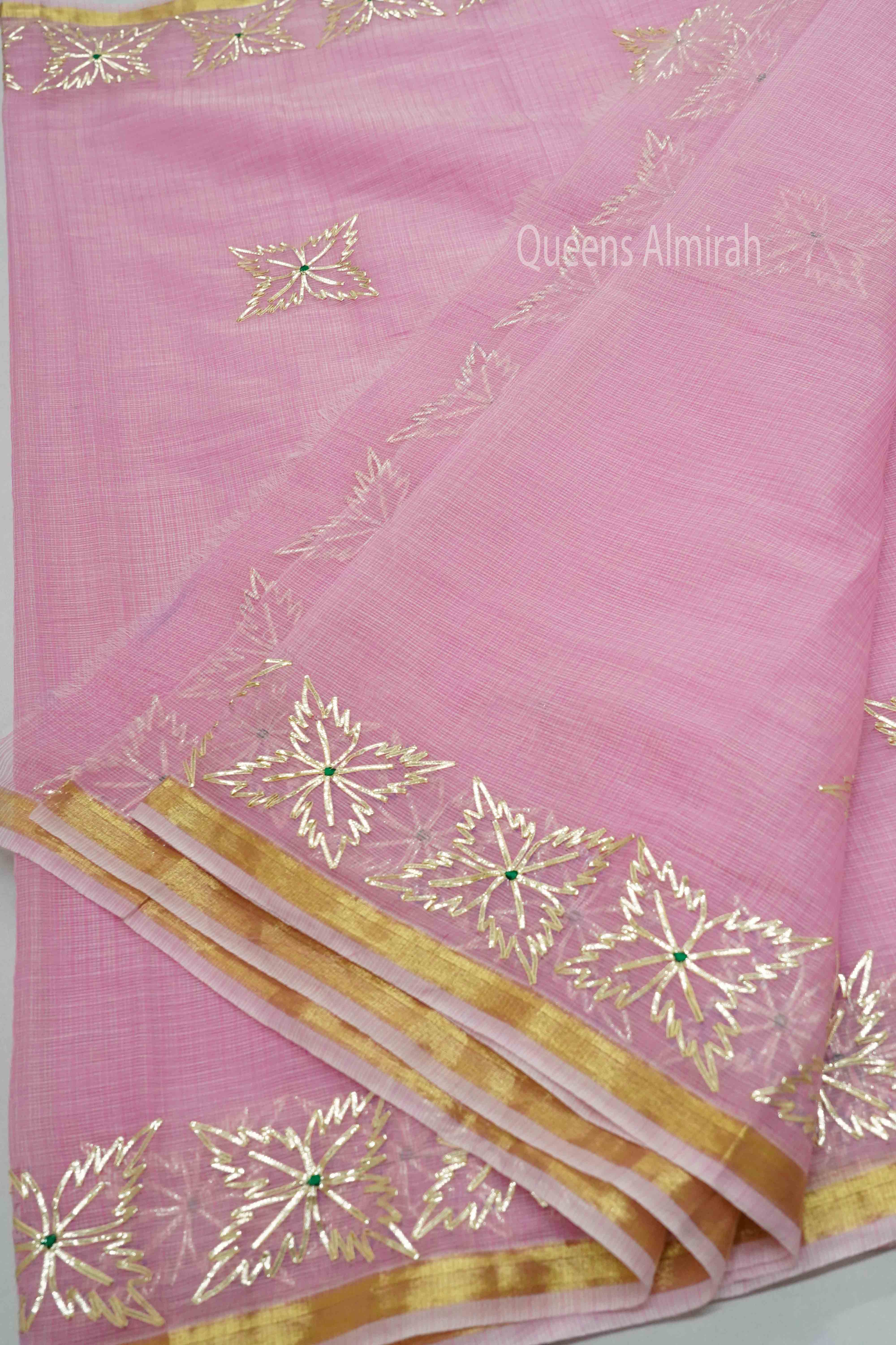 DUSKY PINK KOTA COTTON SAREE - Queens Jewel Emporium