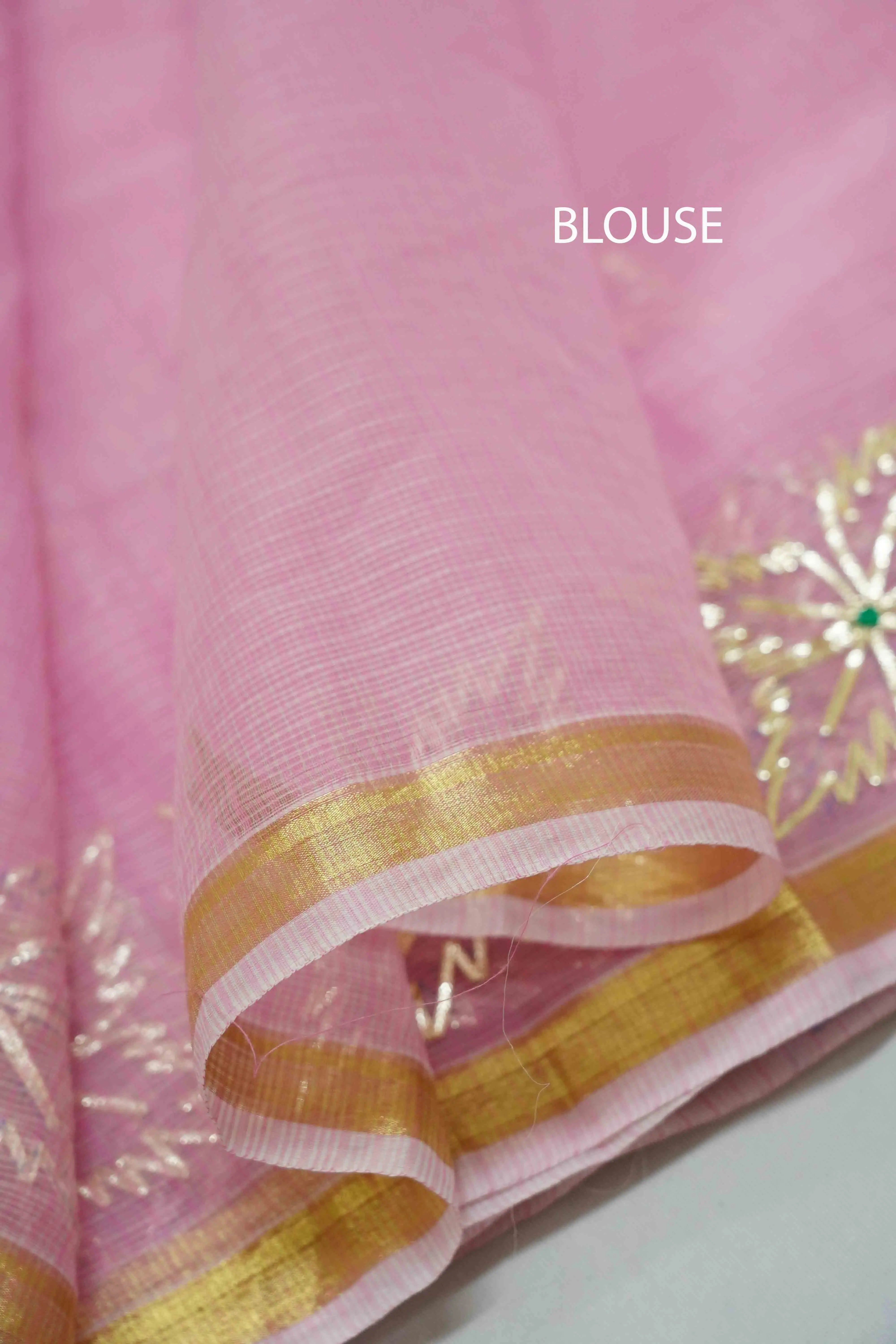 DUSKY PINK KOTA COTTON SAREE - Queens Jewel Emporium