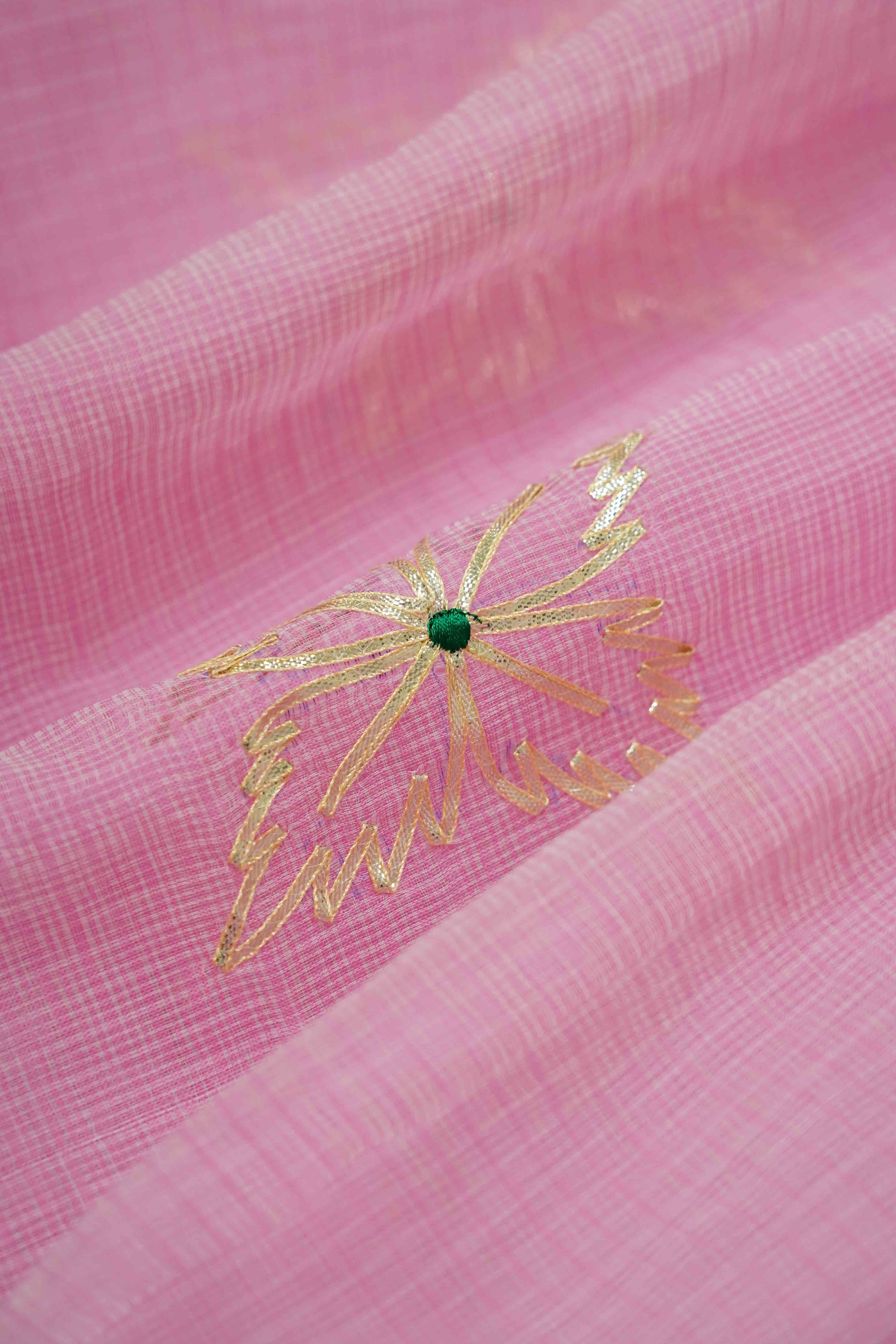DUSKY PINK KOTA COTTON SAREE - Queens Jewel Emporium