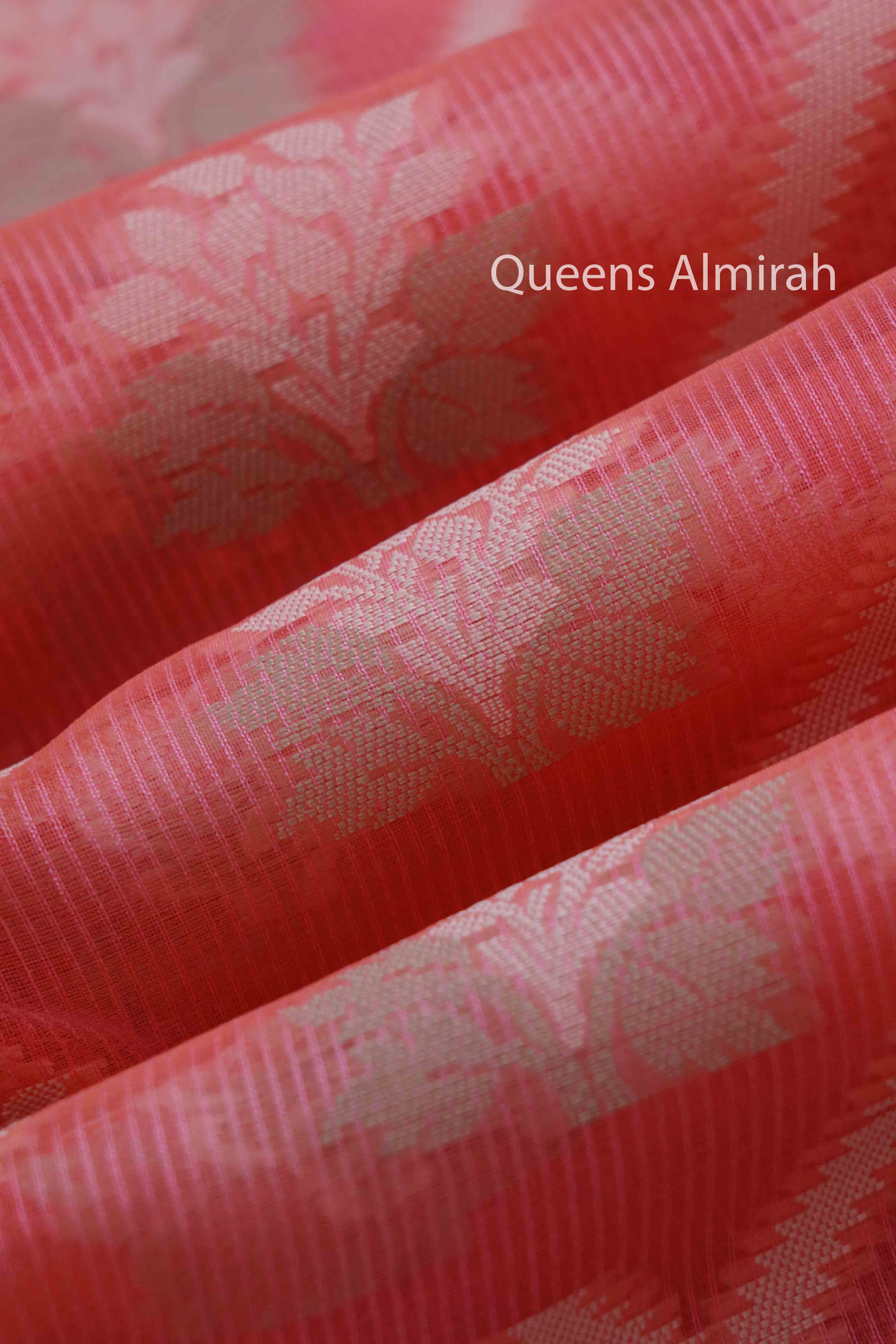 DUSKY PINK KOTA SILK COTTON SAREE - Queens Jewel Emporium