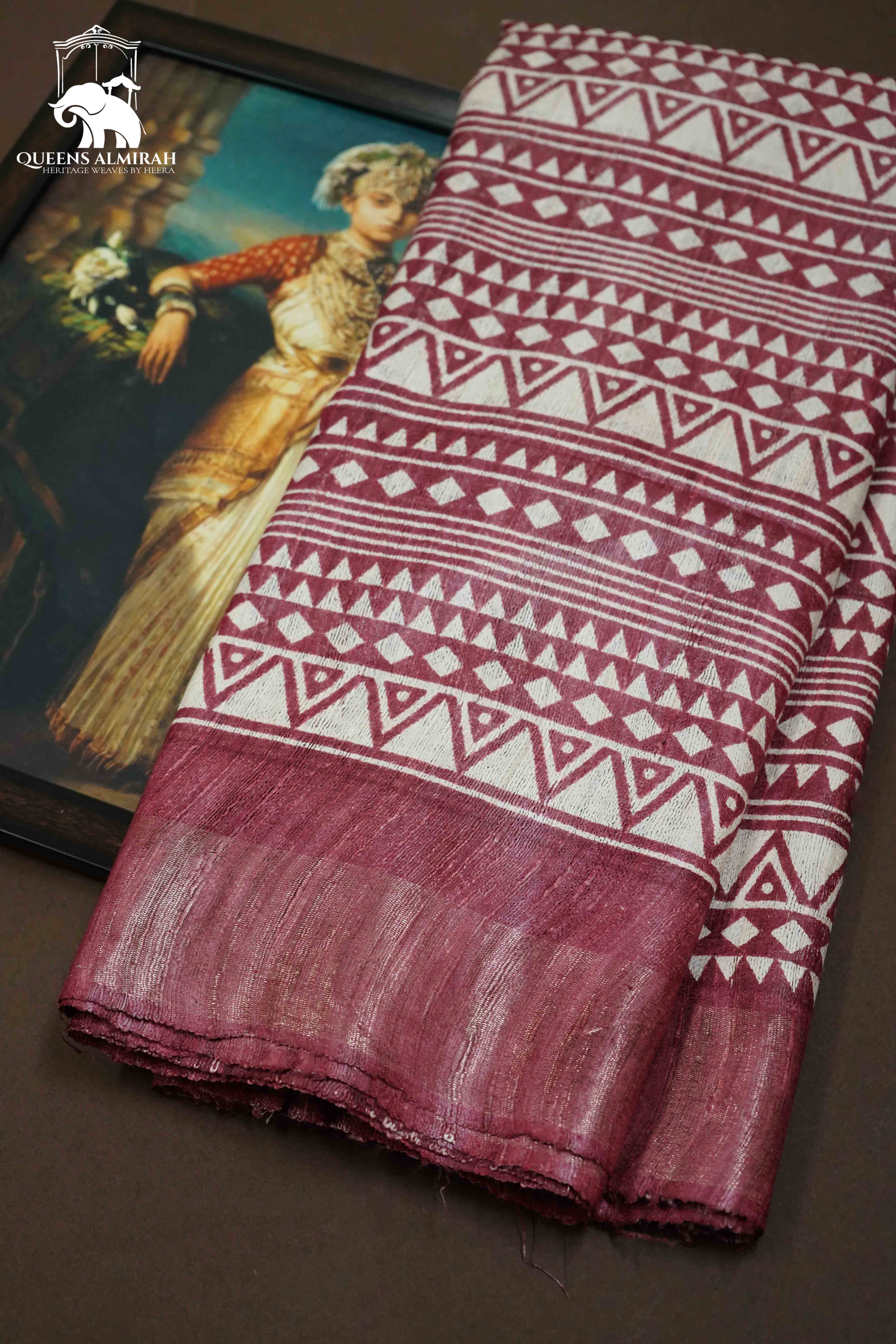 DUSKY PURPLE GHICHA TUSSAR SILK SAREE - Queens Jewel Emporium