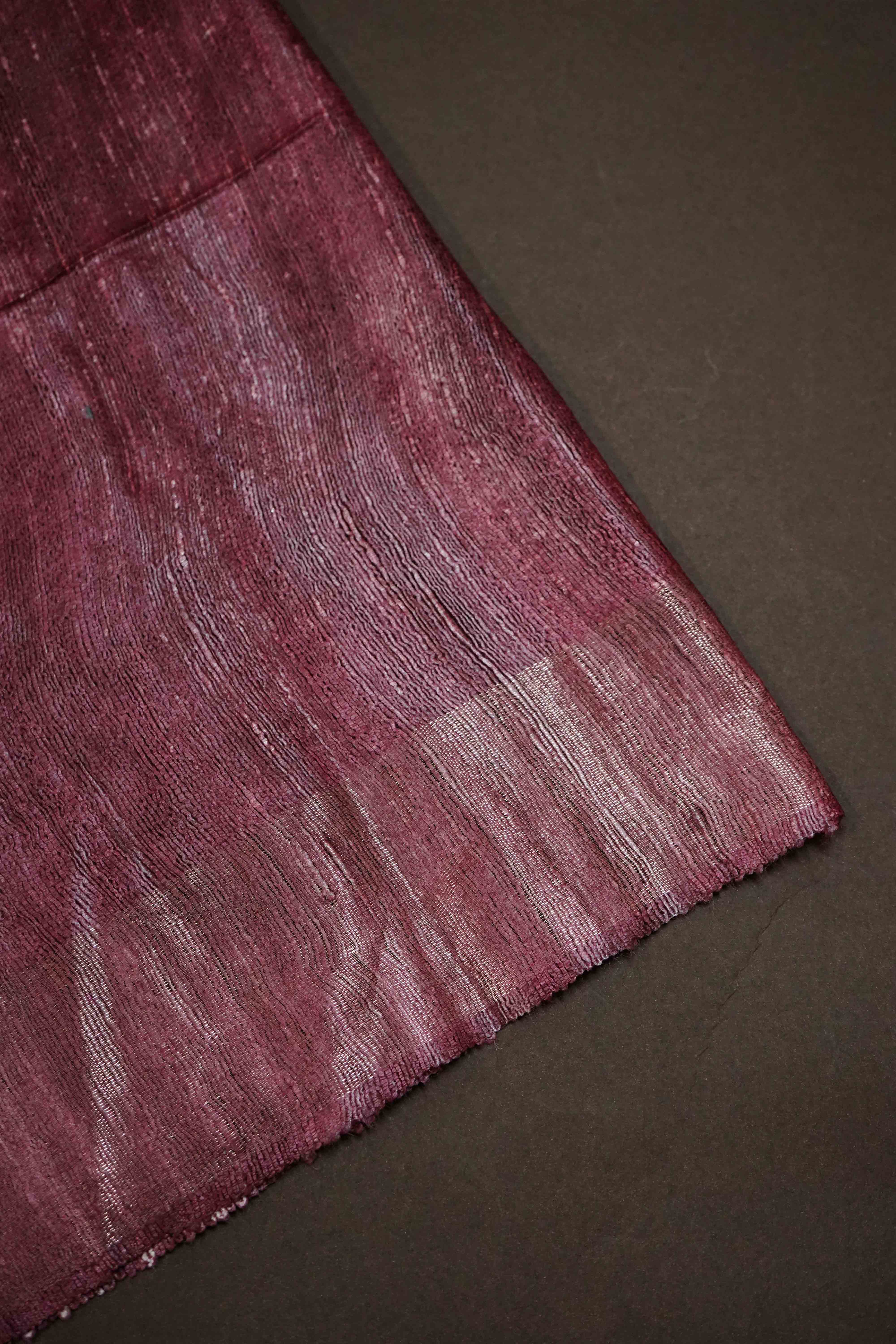 DUSKY PURPLE GHICHA TUSSAR SILK SAREE - Queens Jewel Emporium