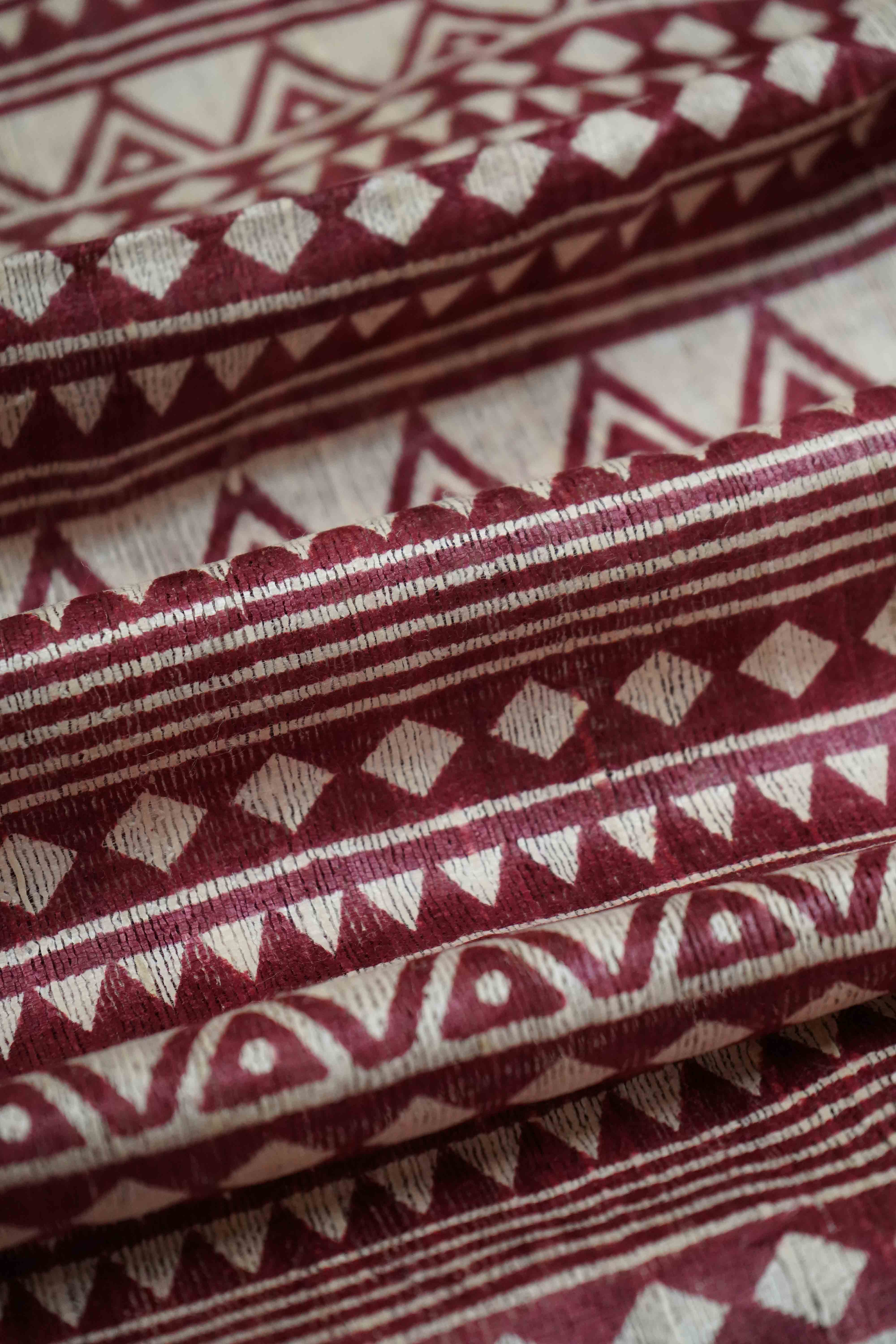DUSKY PURPLE GHICHA TUSSAR SILK SAREE - Queens Jewel Emporium