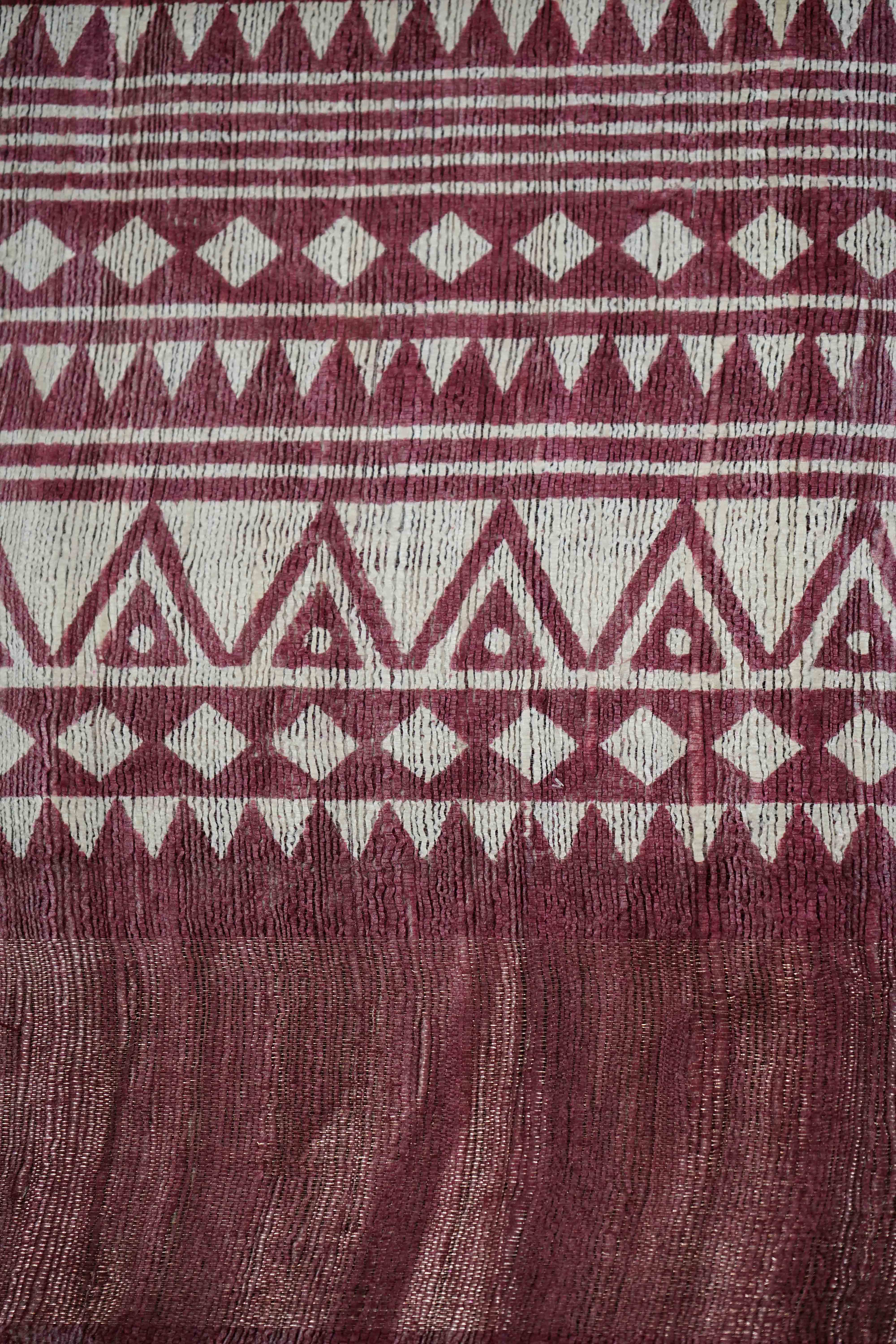 DUSKY PURPLE GHICHA TUSSAR SILK SAREE - Queens Jewel Emporium