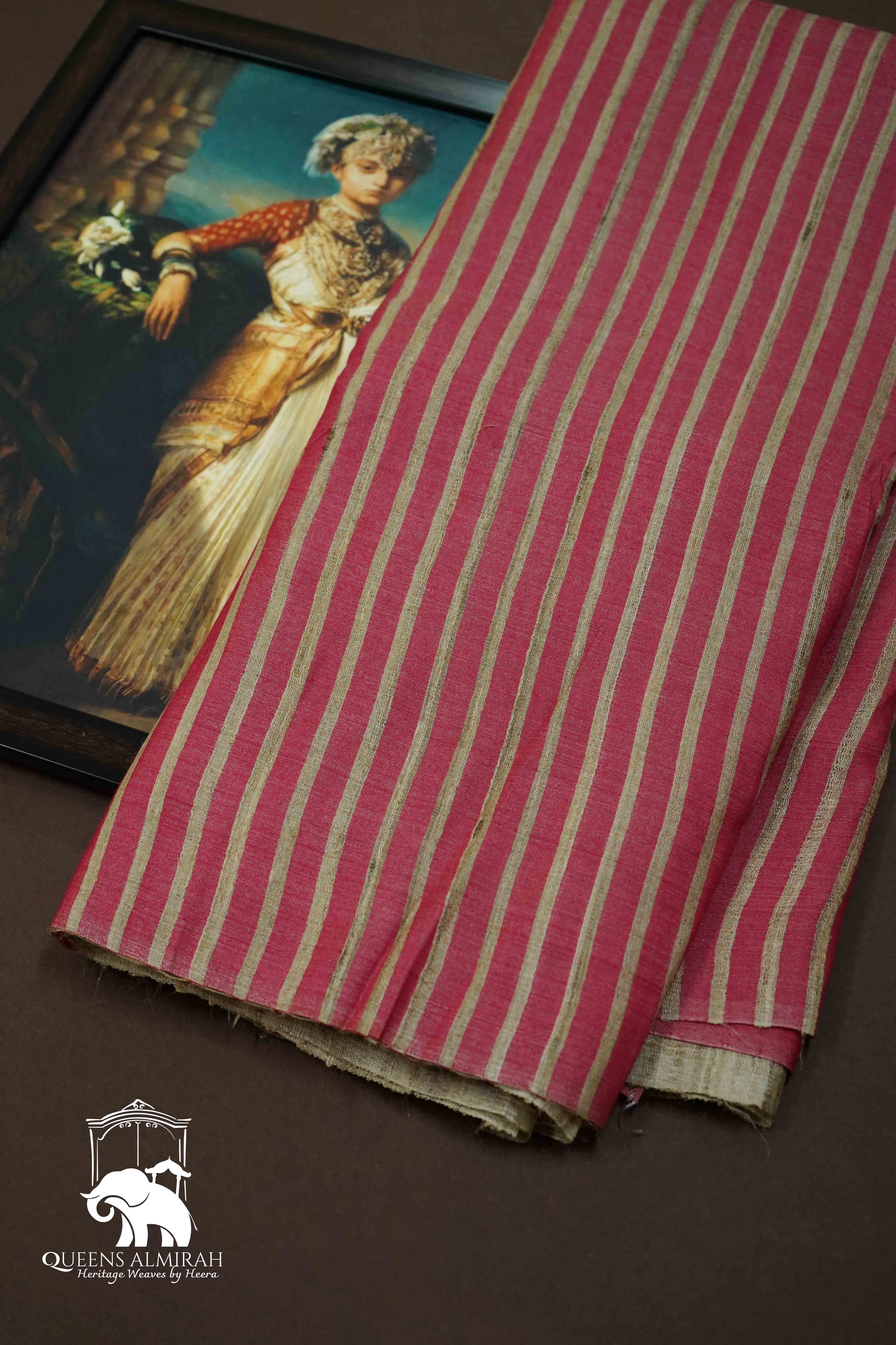 DUSKY ROSE GHICHA TUSSAR SILK SAREE - Queens Jewel Emporium