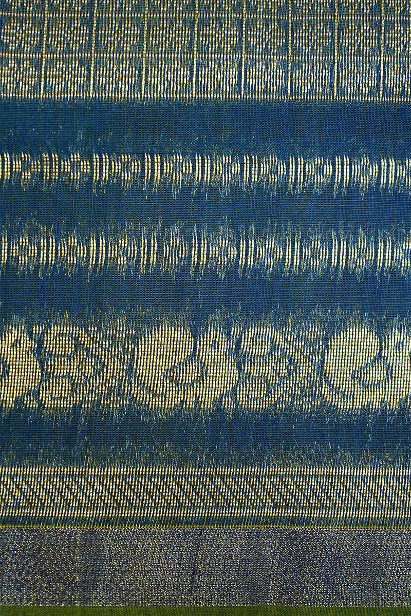 DUSKY SKY BLUE BROCADE SILK COTTON SAREE - Queens Jewel Emporium