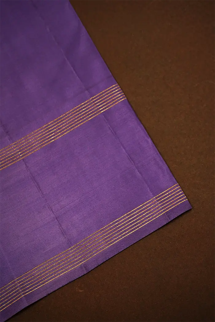 DUSTY LAVENDER WITH PURPLE HAZE PURE KANCHIVARAM SILK SAREE - Queens Jewel Emporium