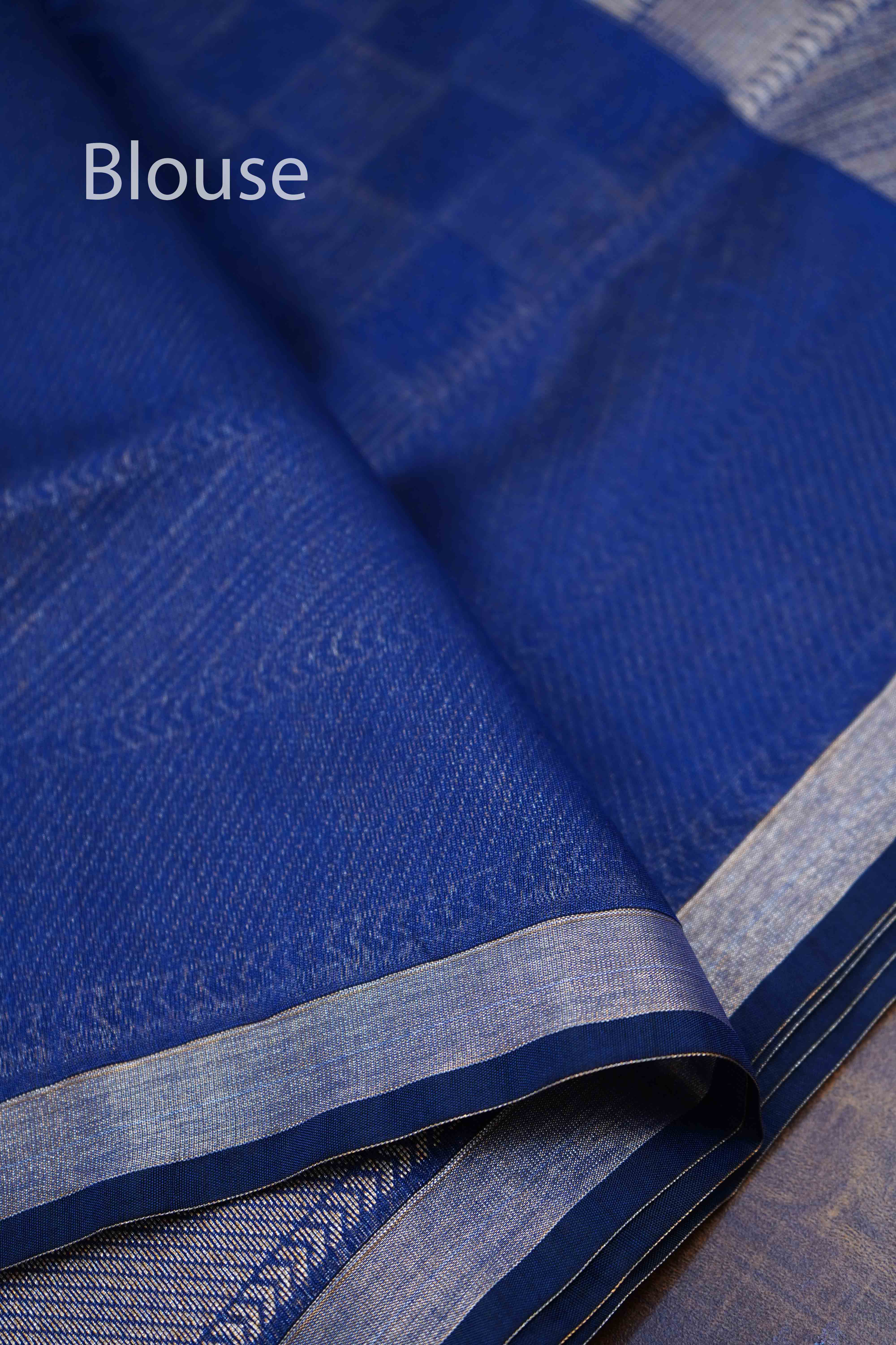 DARK BLUE GREY SILK COTTON SAREE - Queens Jewel Emporium