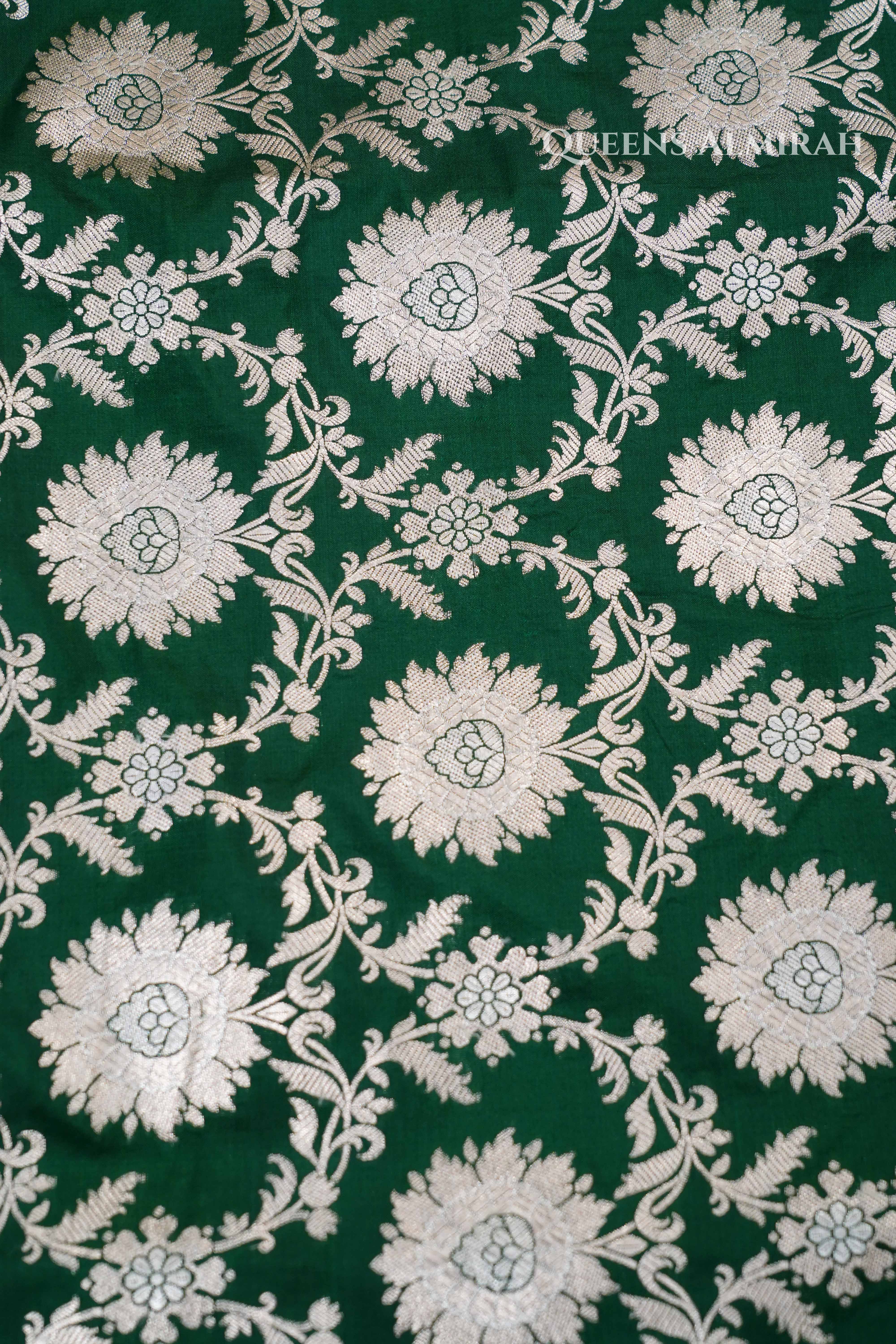 Dark Green Banarasi Silk Saree QUEENS ALMIRAH