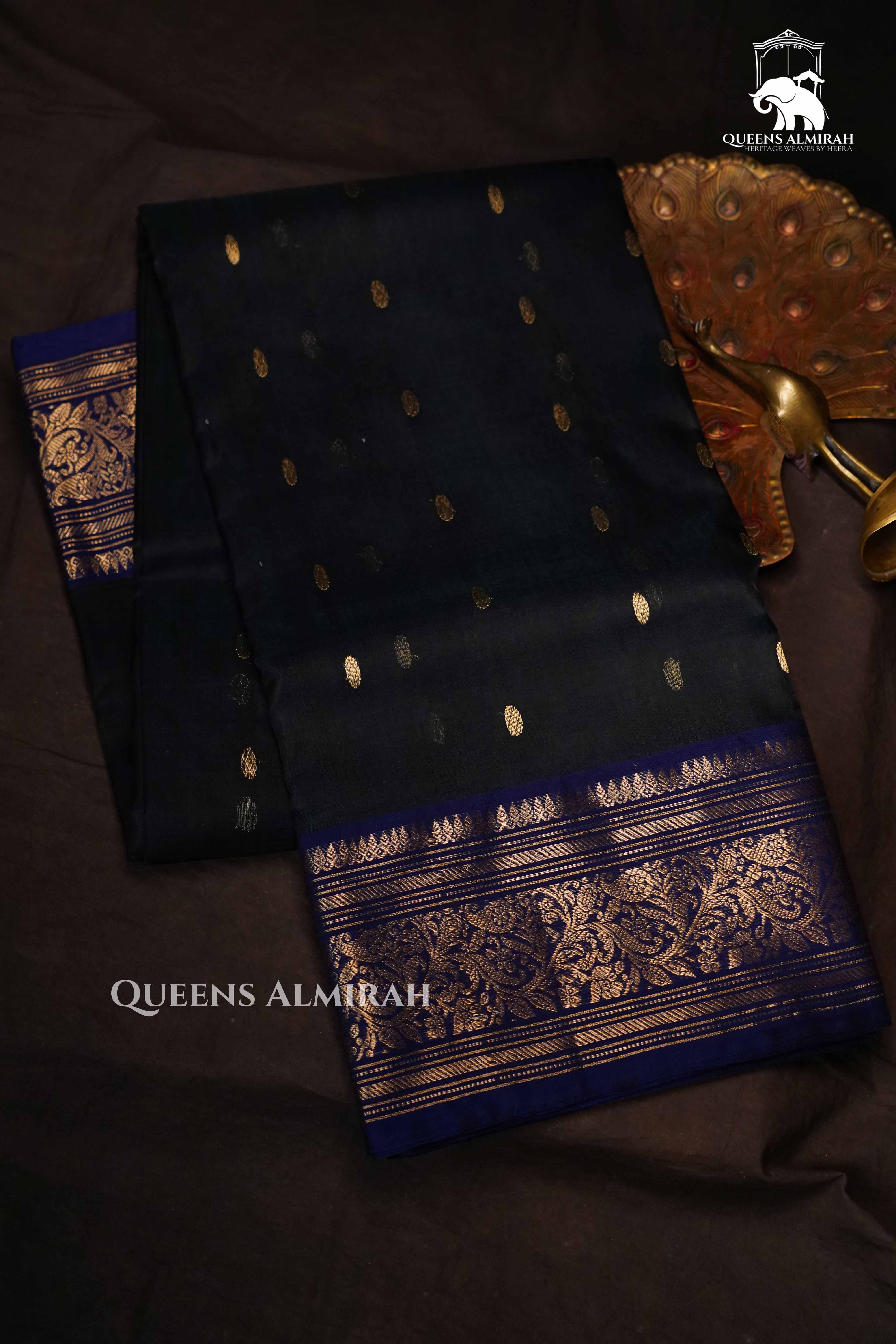 Dark Green  Chanderi Katan Silk Handloom Saree QUEENS ALMIRAH