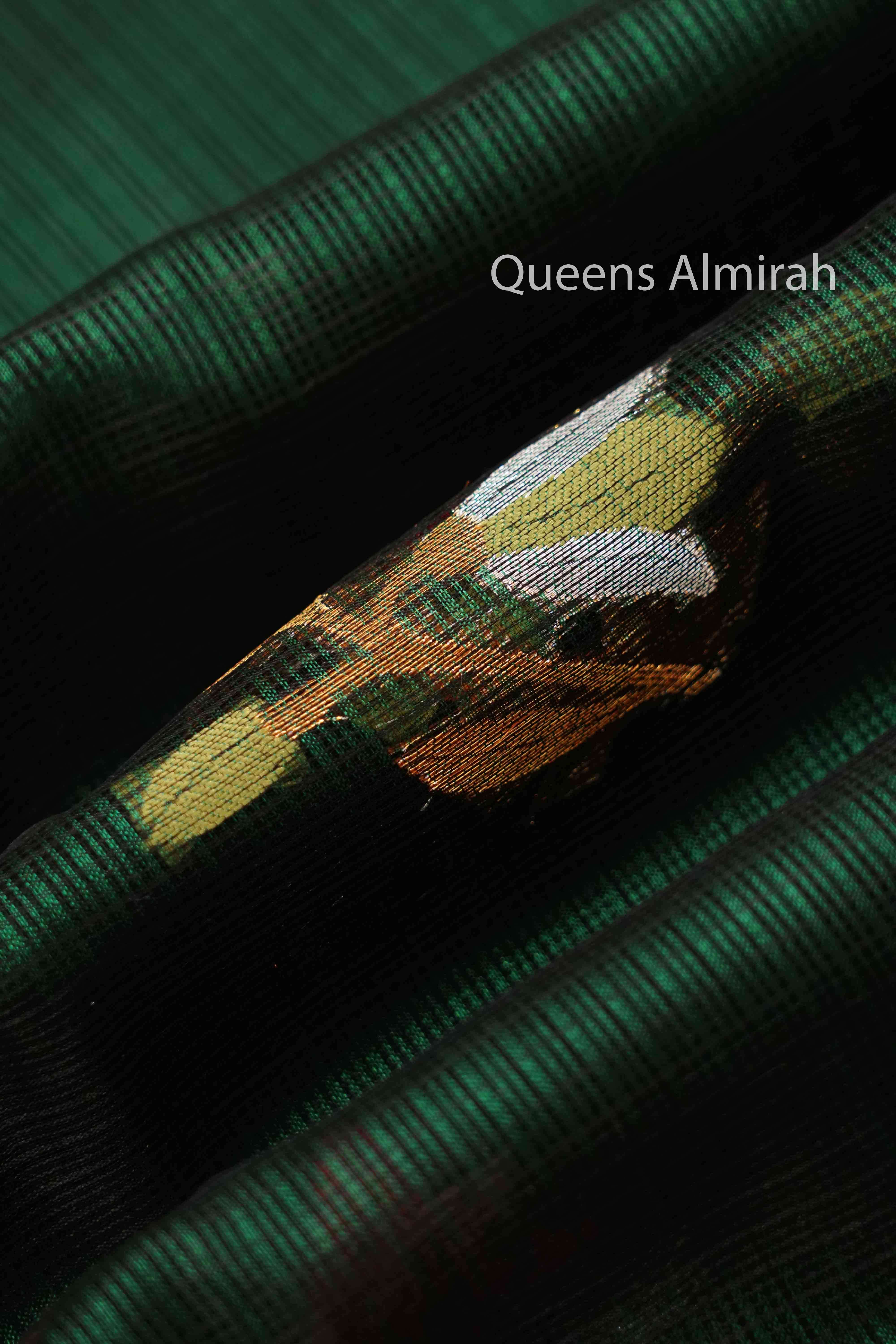 DARK GREEN KOTA SILK SAREE - Queens Jewel Emporium