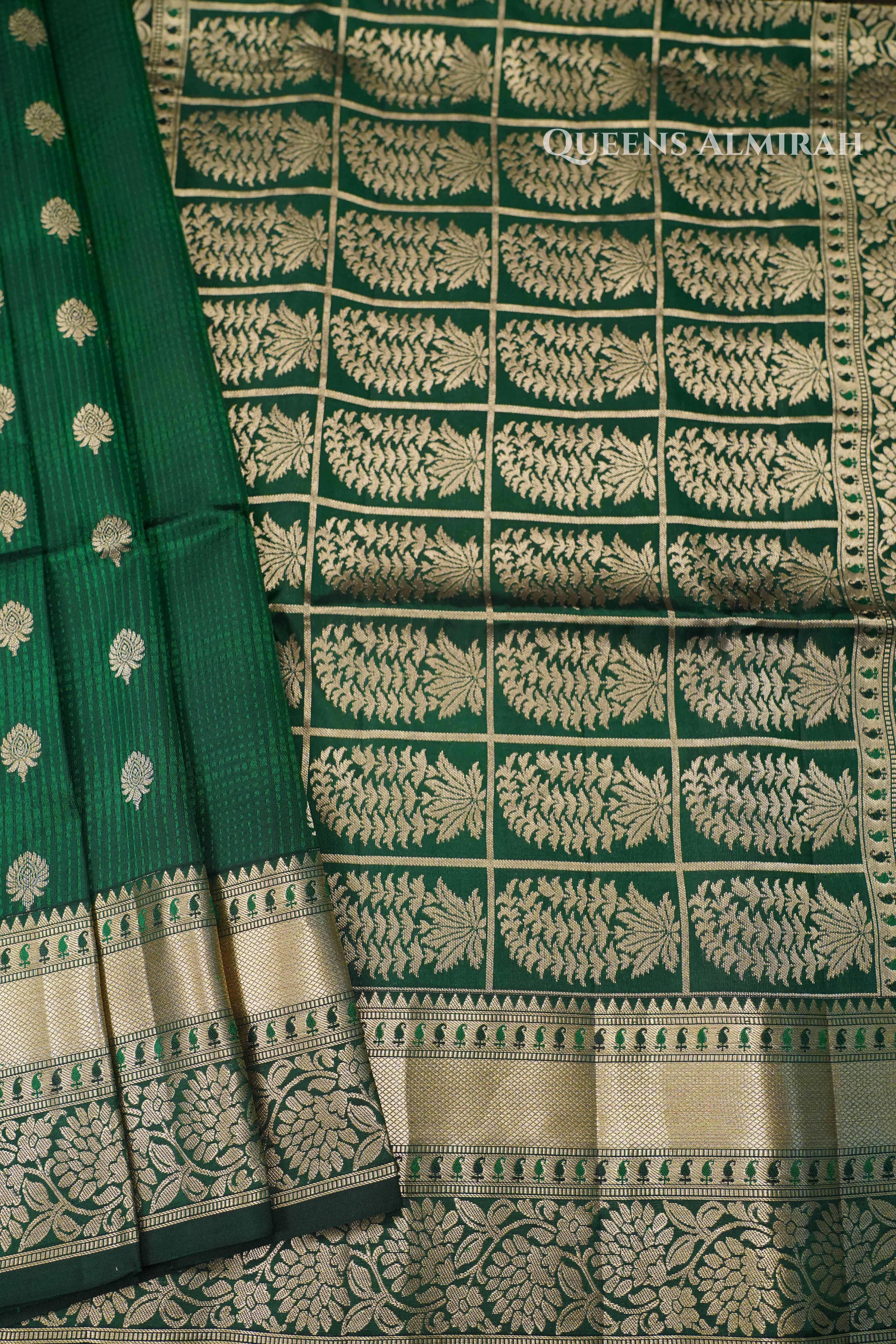 Dark Green With  Pure Soft Silk Saree QUEENS ALMIRAH
