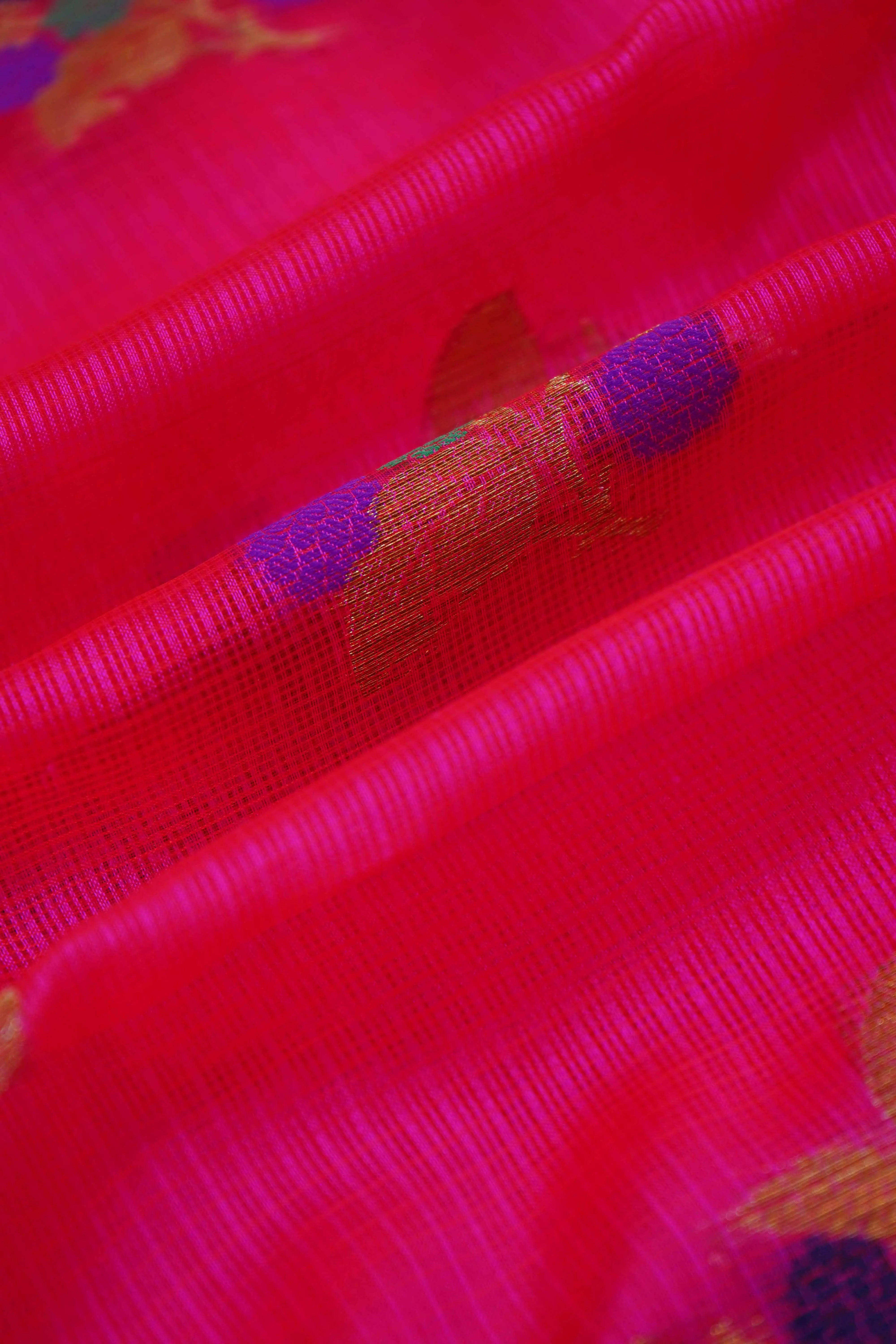 DARK HOT PINK PURE KOTA SILK SAREE - Queens Jewel Emporium