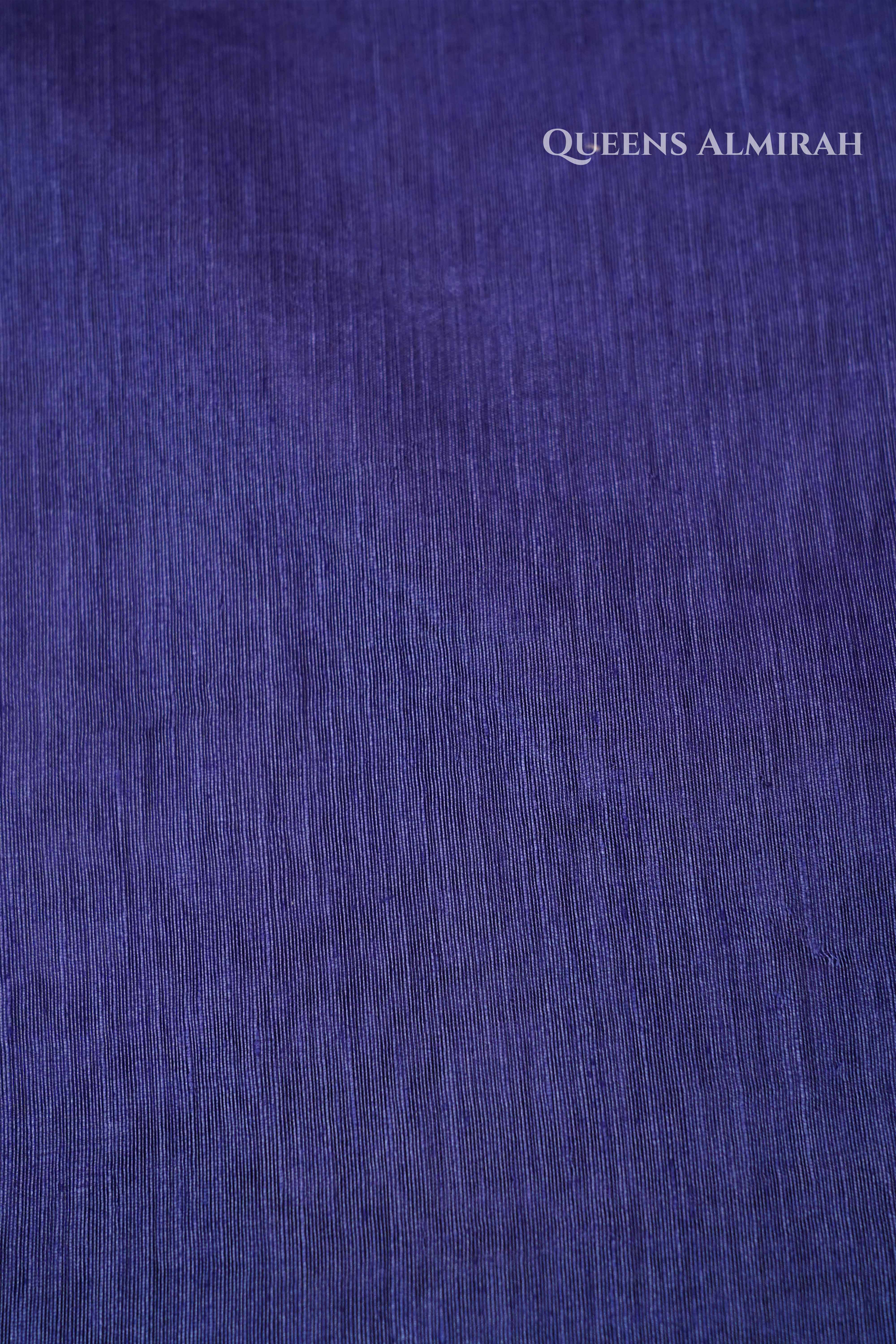 Dark Indigo Banarasi Linen Saree QUEENS ALMIRAH