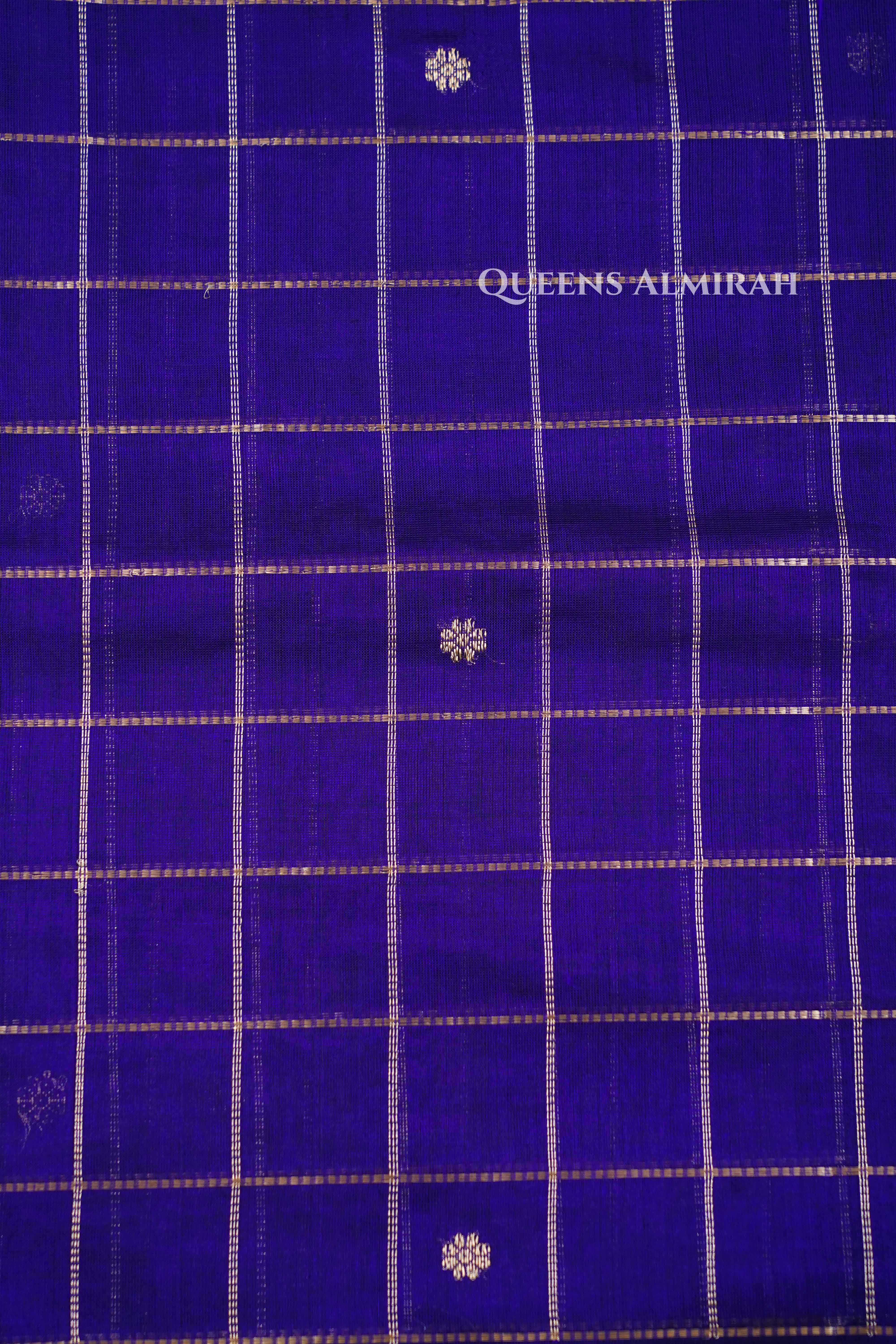 Dark Indigo-Karaikudi Chettinad Silk Cotton Saree QUEENS ALMIRAH