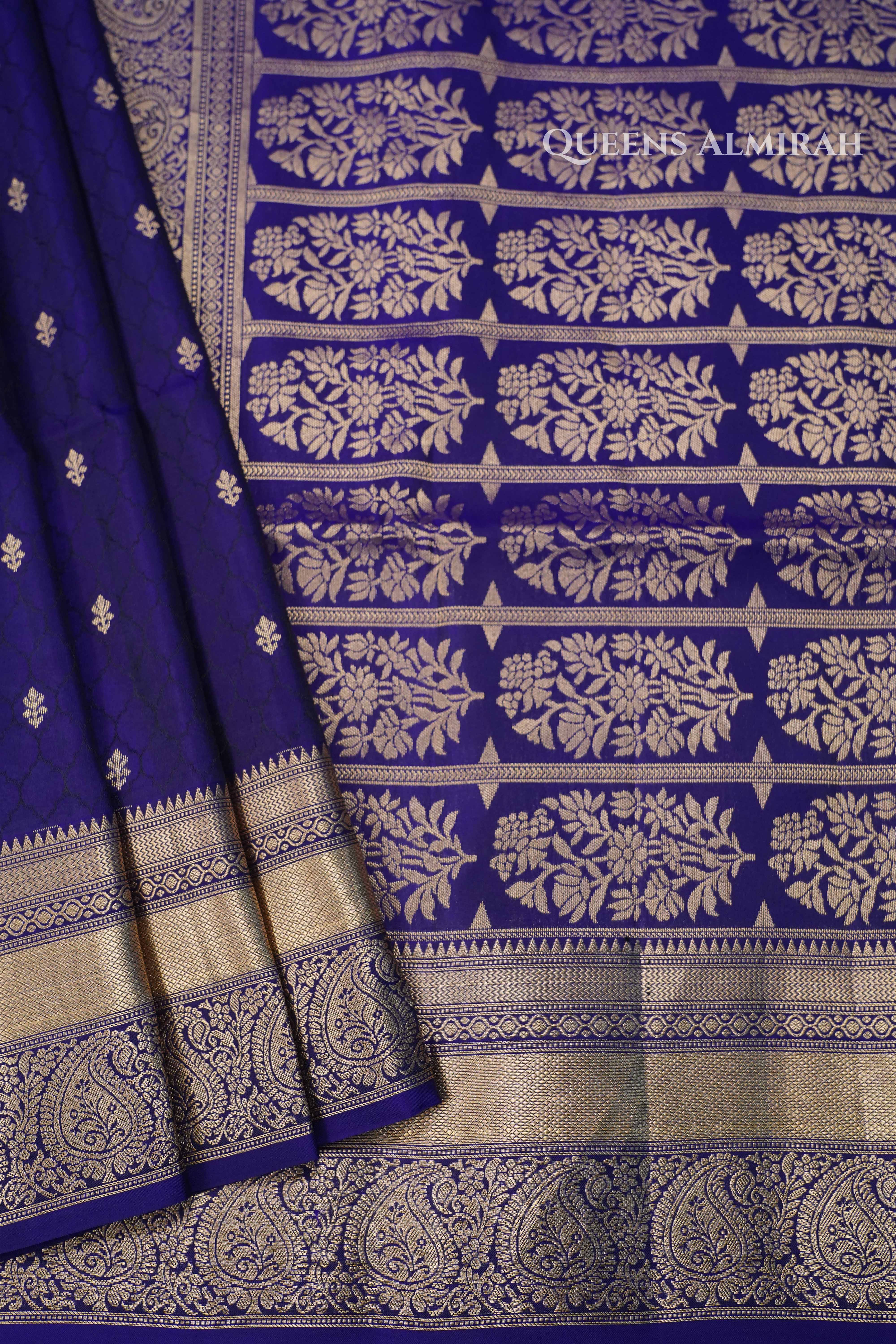 Dark Indigo Pure Soft Silk Saree QUEENS ALMIRAH