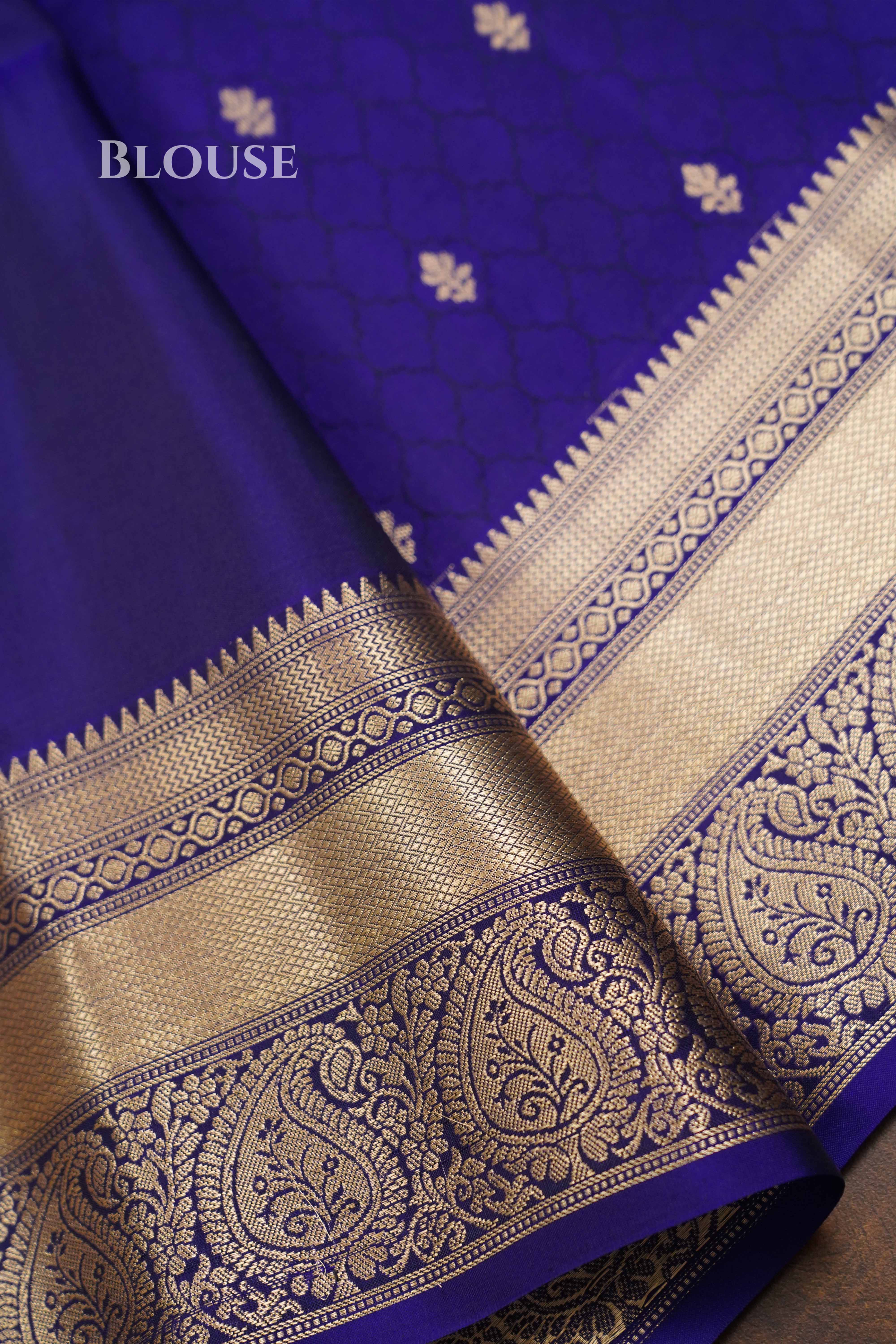 Dark Indigo Pure Soft Silk Saree QUEENS ALMIRAH