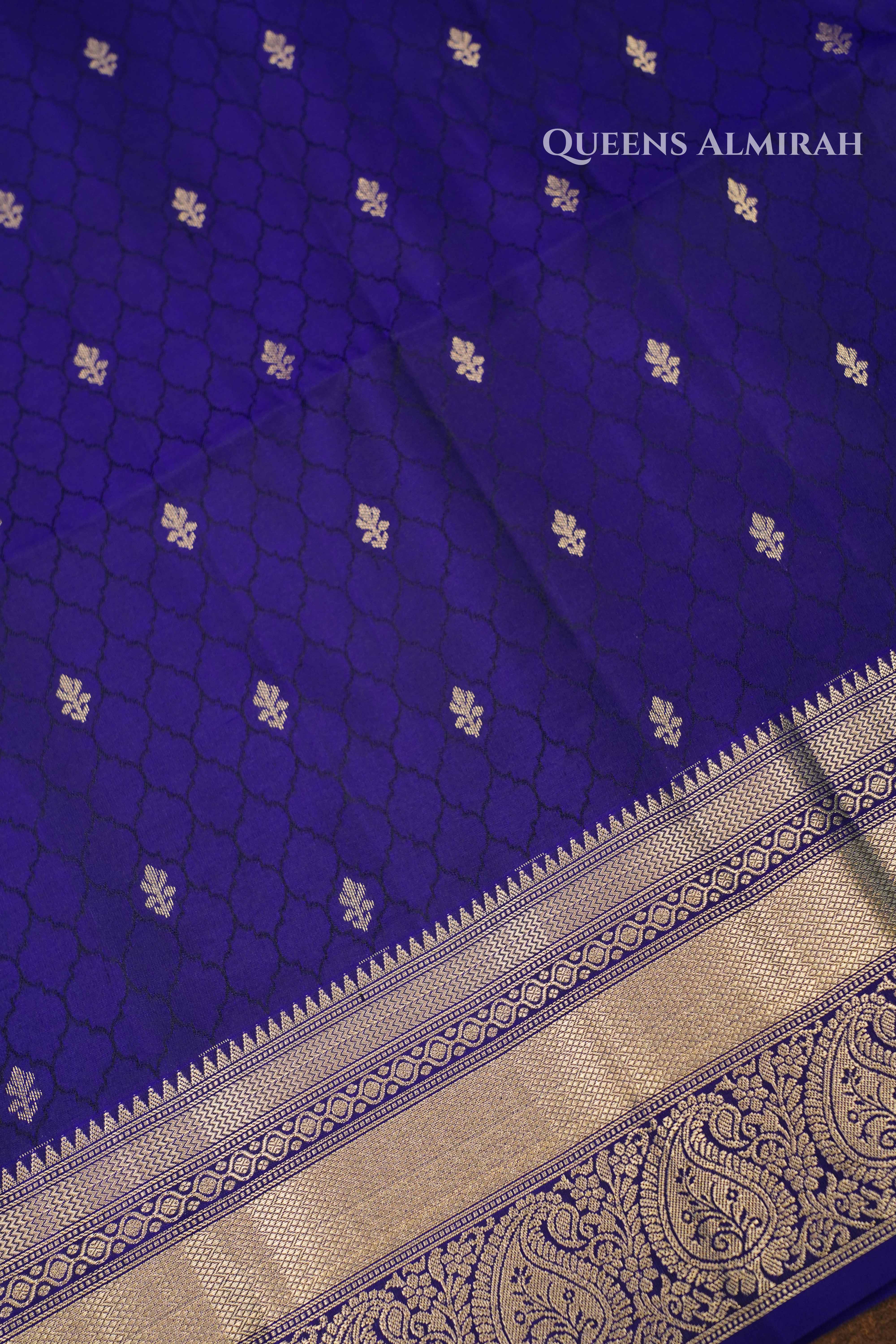 Dark Indigo Pure Soft Silk Saree QUEENS ALMIRAH