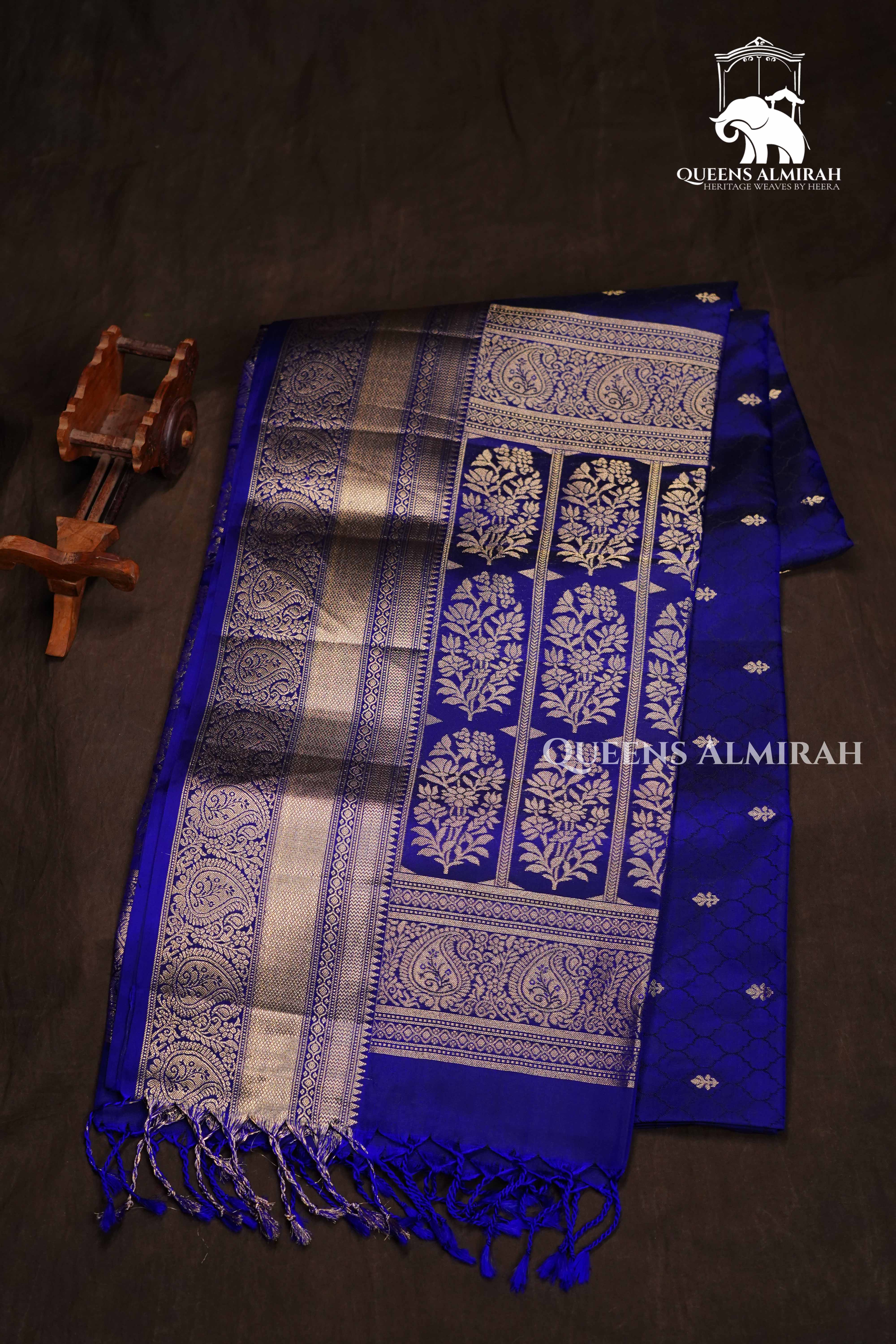 Dark Indigo Pure Soft Silk Saree QUEENS ALMIRAH