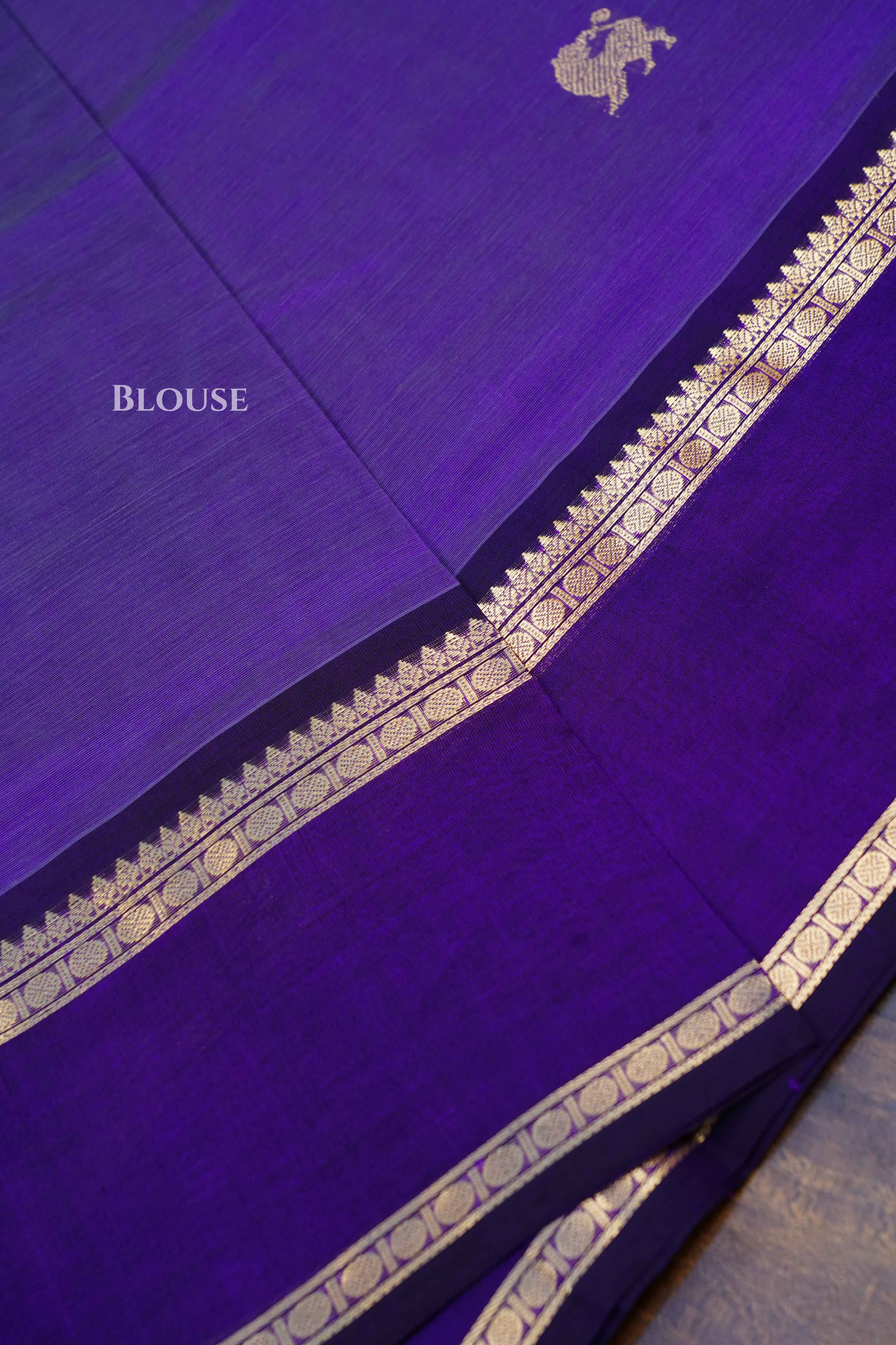 Dark Lavender Karaikudi Chettinad Silk Cotton Saree QUEENS ALMIRAH