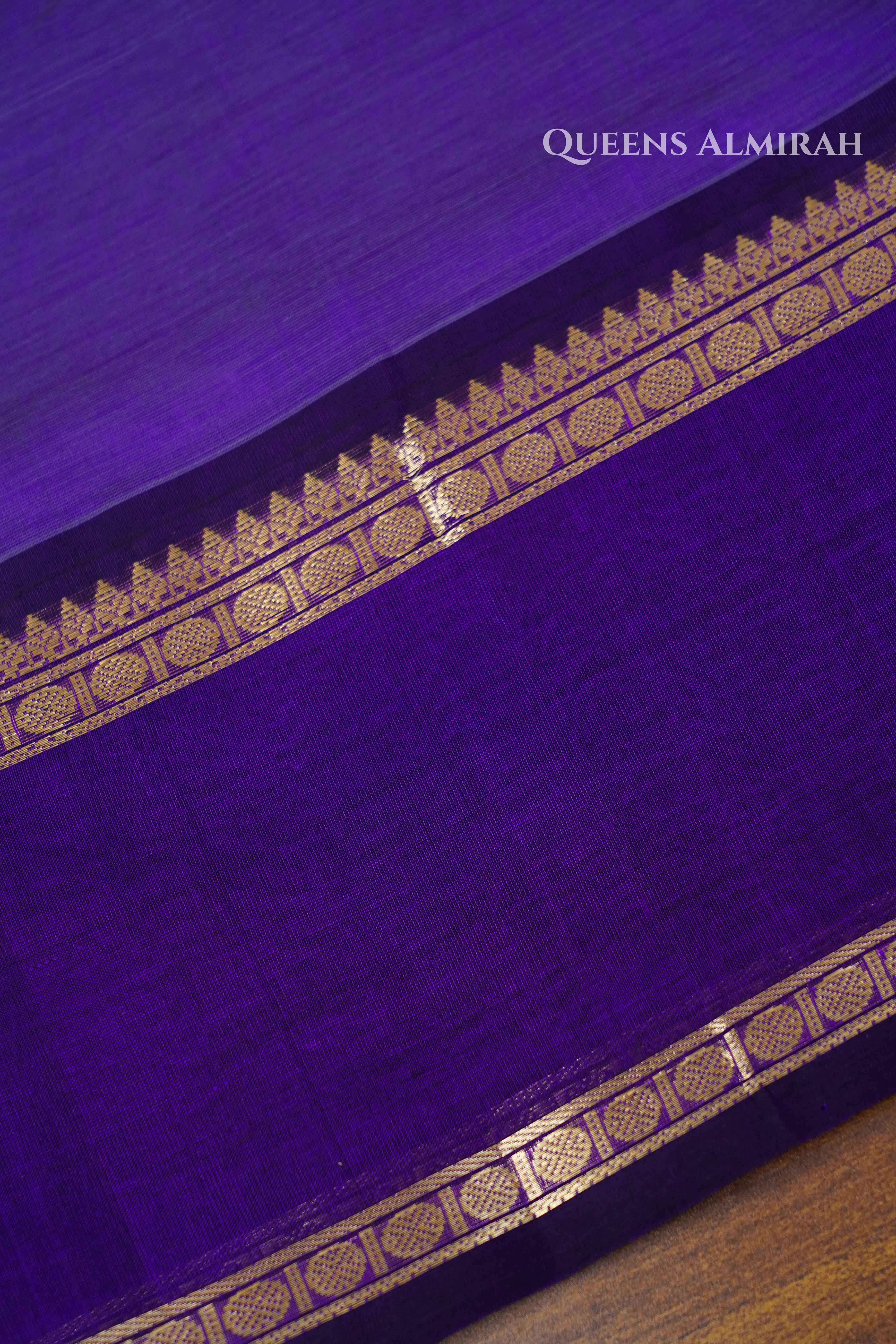 Dark Lavender Karaikudi Chettinad Silk Cotton Saree QUEENS ALMIRAH
