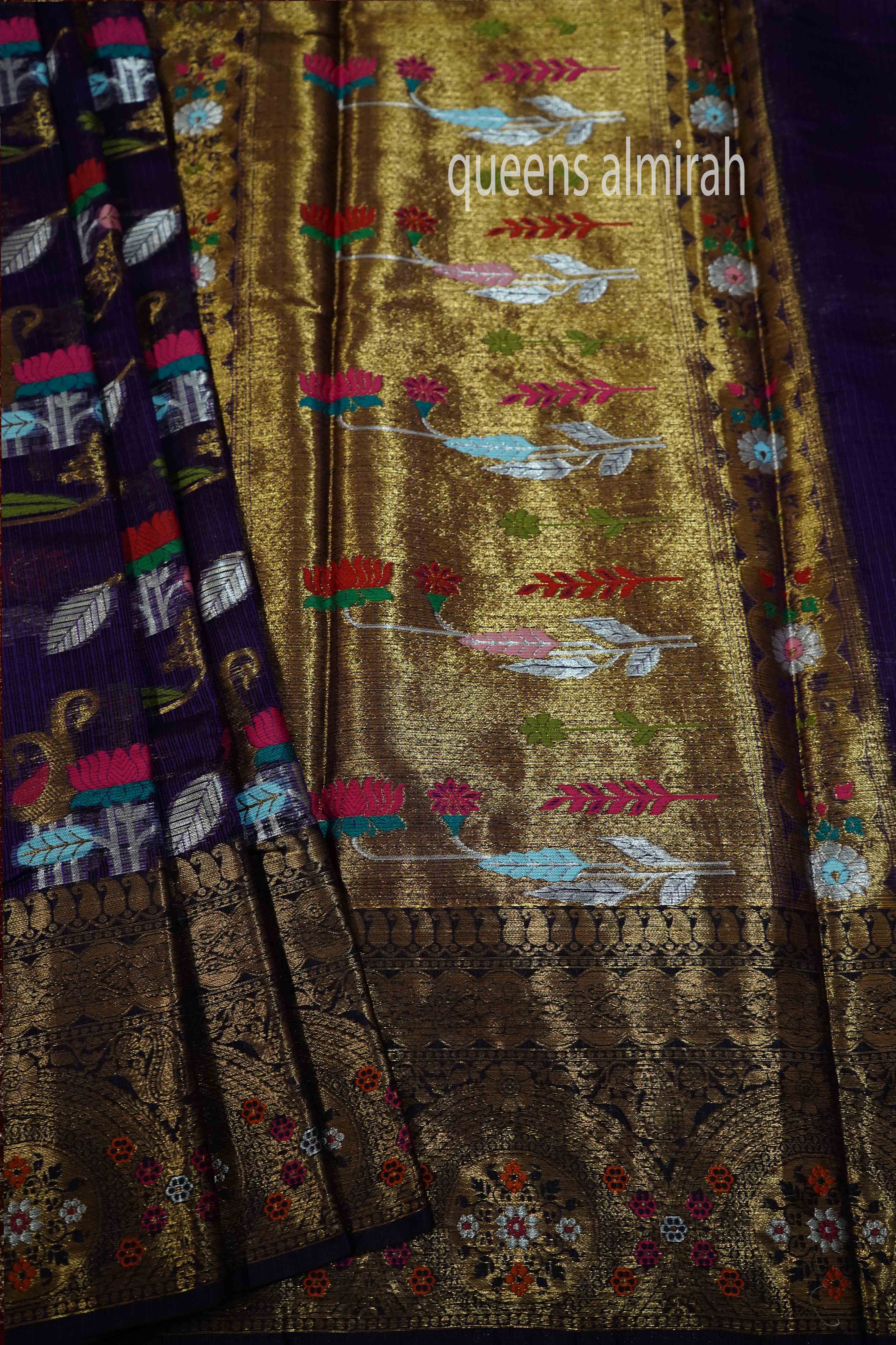 DARK LAVENDER KOTA SILK SAREE - Queens Jewel Emporium