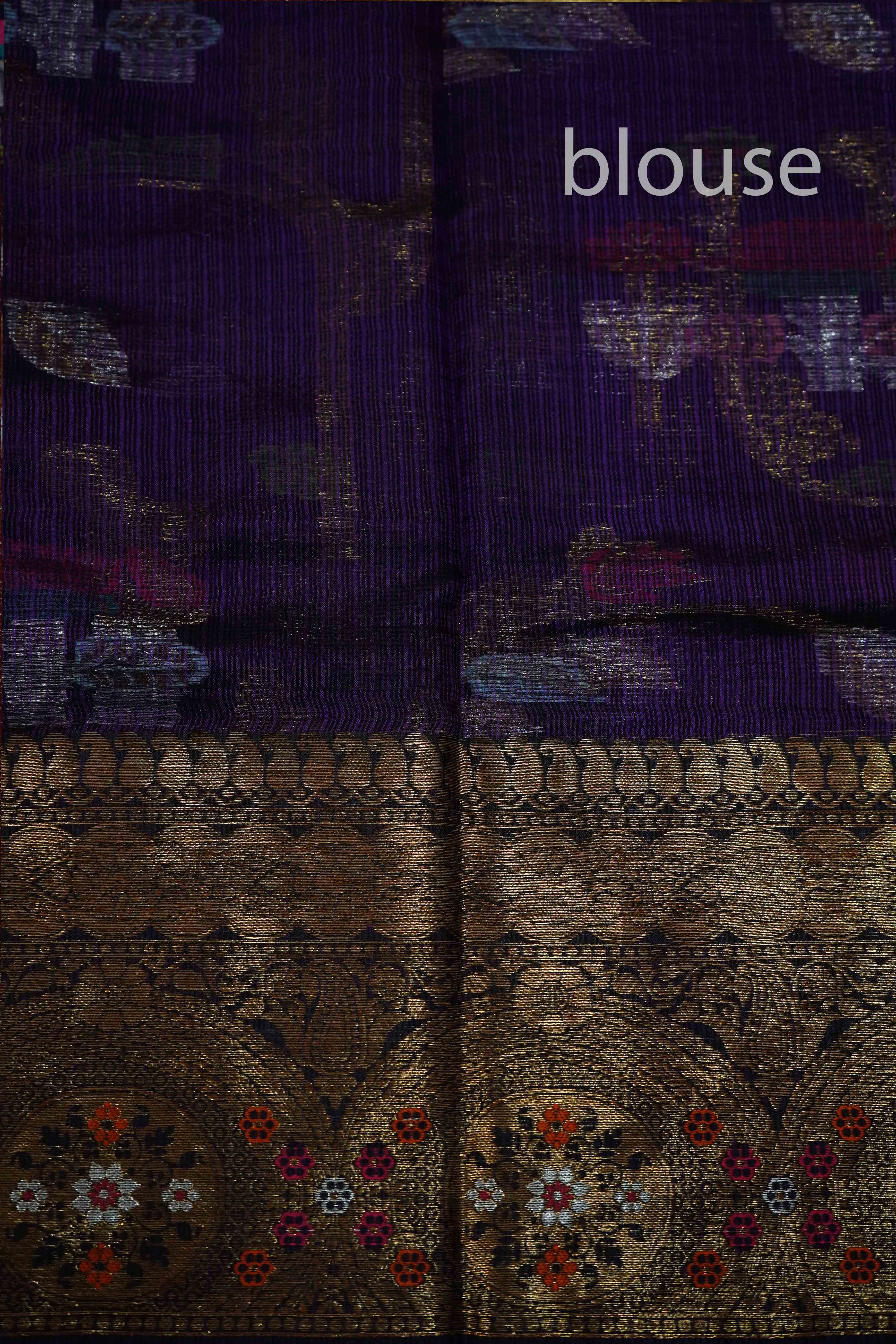 DARK LAVENDER KOTA SILK SAREE - Queens Jewel Emporium