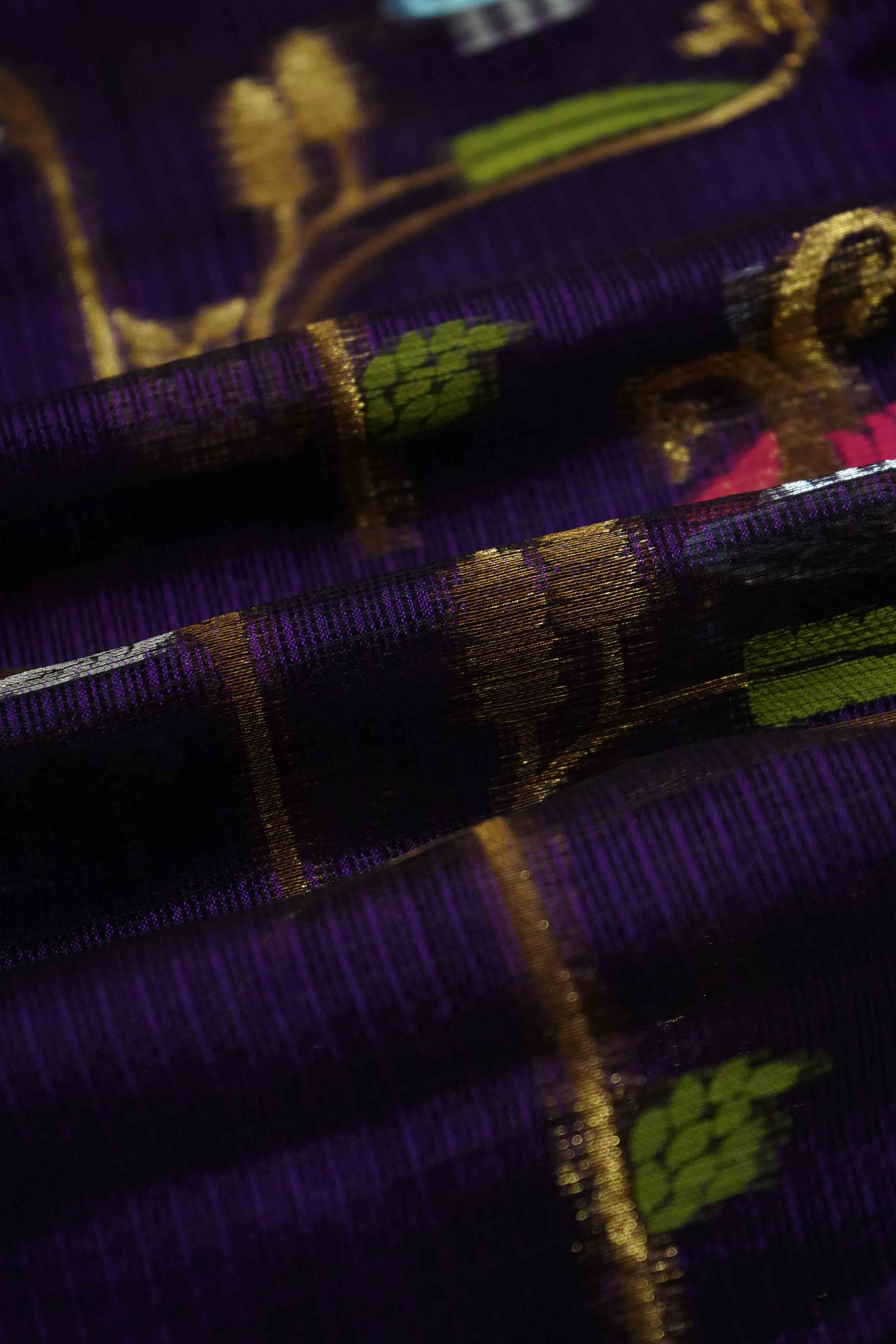 DARK LAVENDER KOTA SILK SAREE - Queens Jewel Emporium
