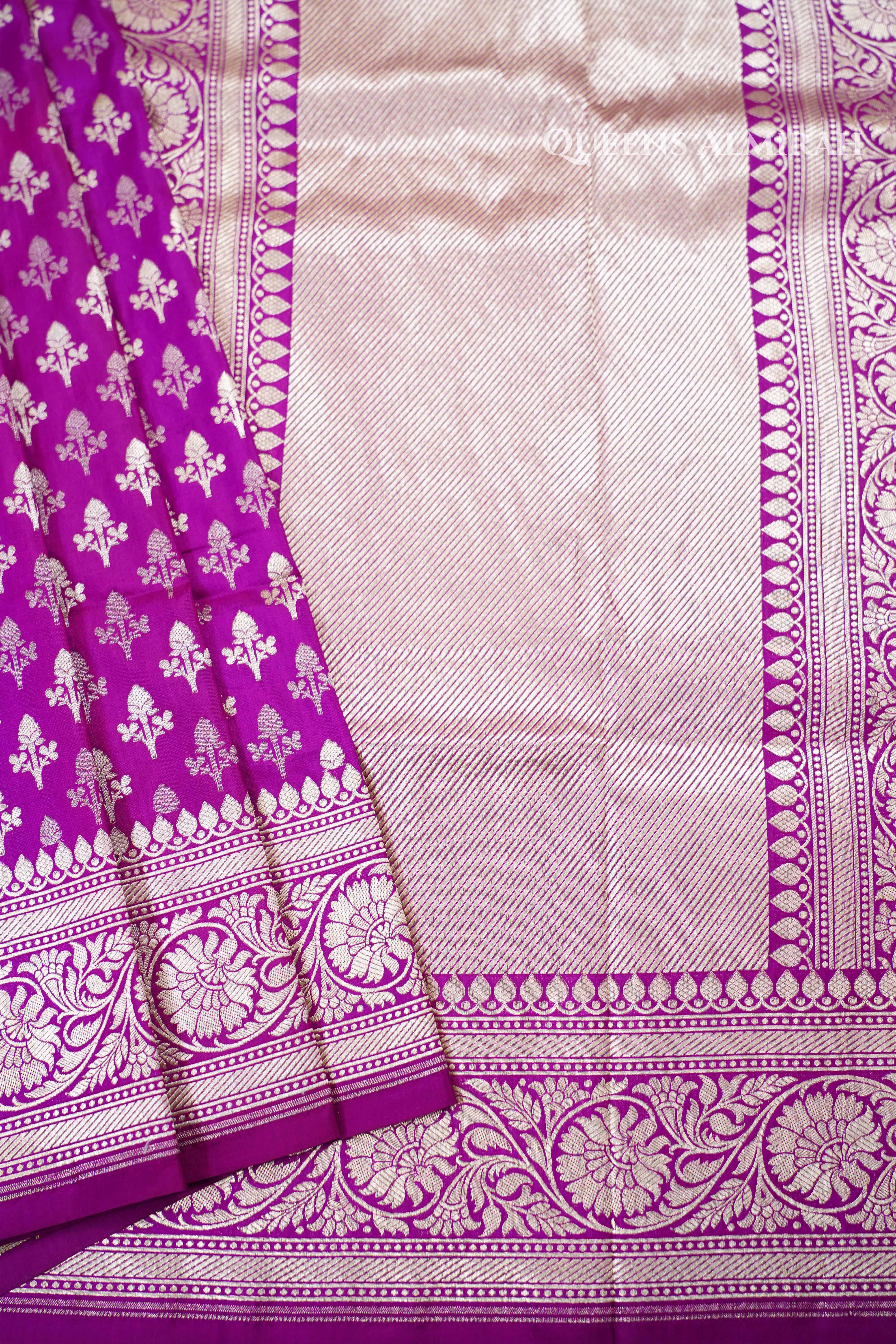 Dark Magenta Banarasi Silk Saree QUEENS ALMIRAH