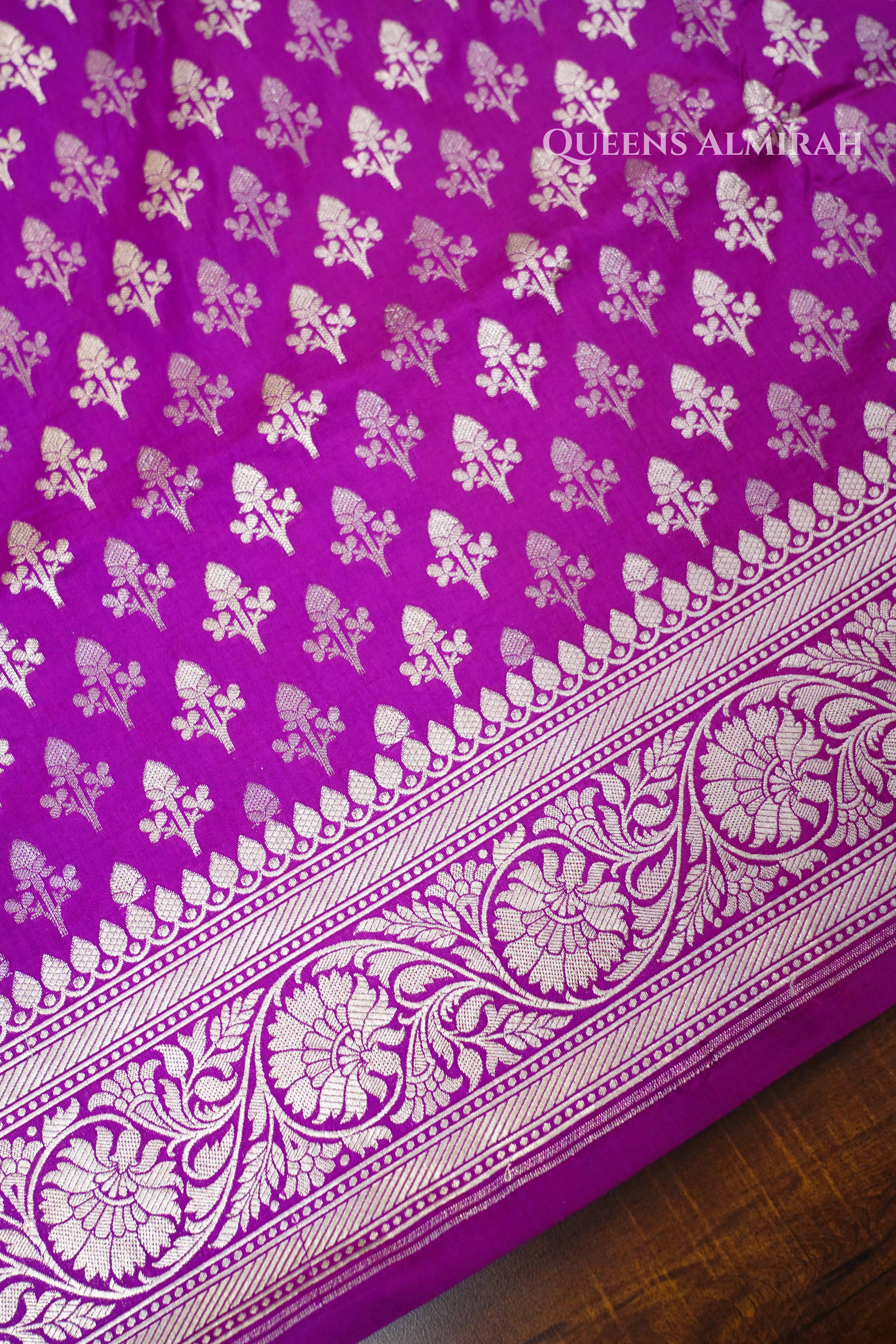 Dark Magenta Banarasi Silk Saree QUEENS ALMIRAH