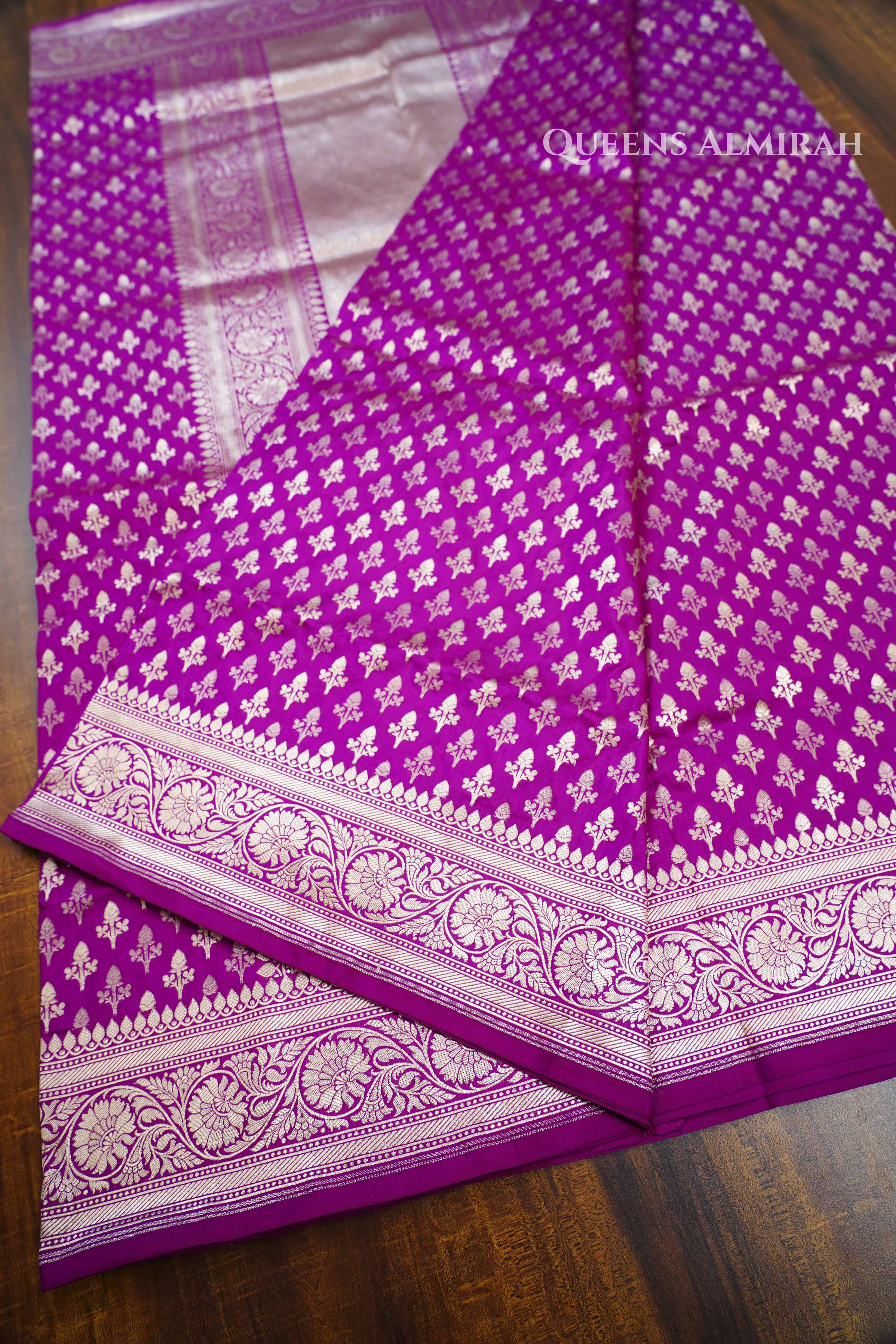Dark Magenta Banarasi Silk Saree QUEENS ALMIRAH