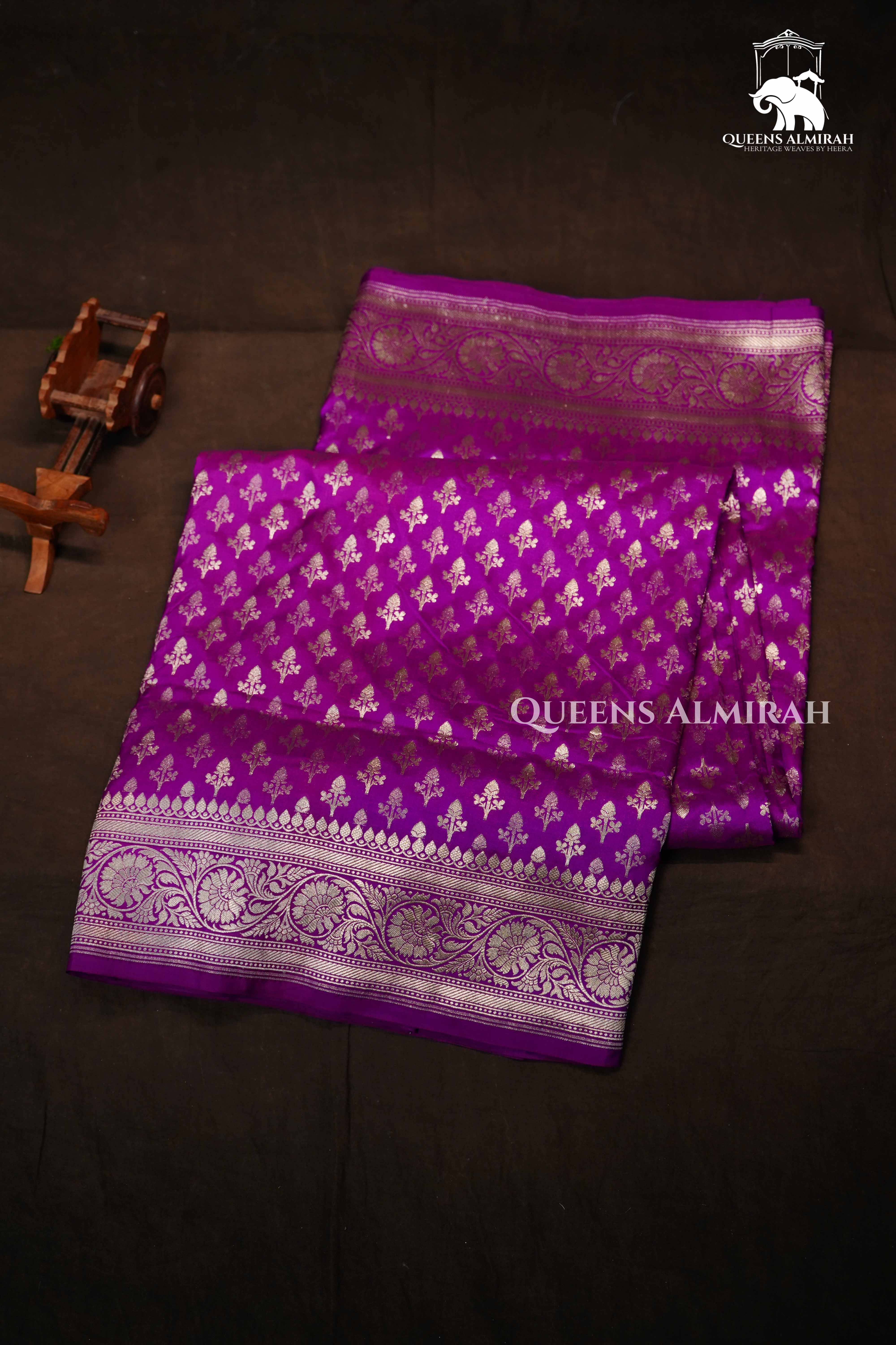 Dark Magenta Banarasi Silk Saree QUEENS ALMIRAH