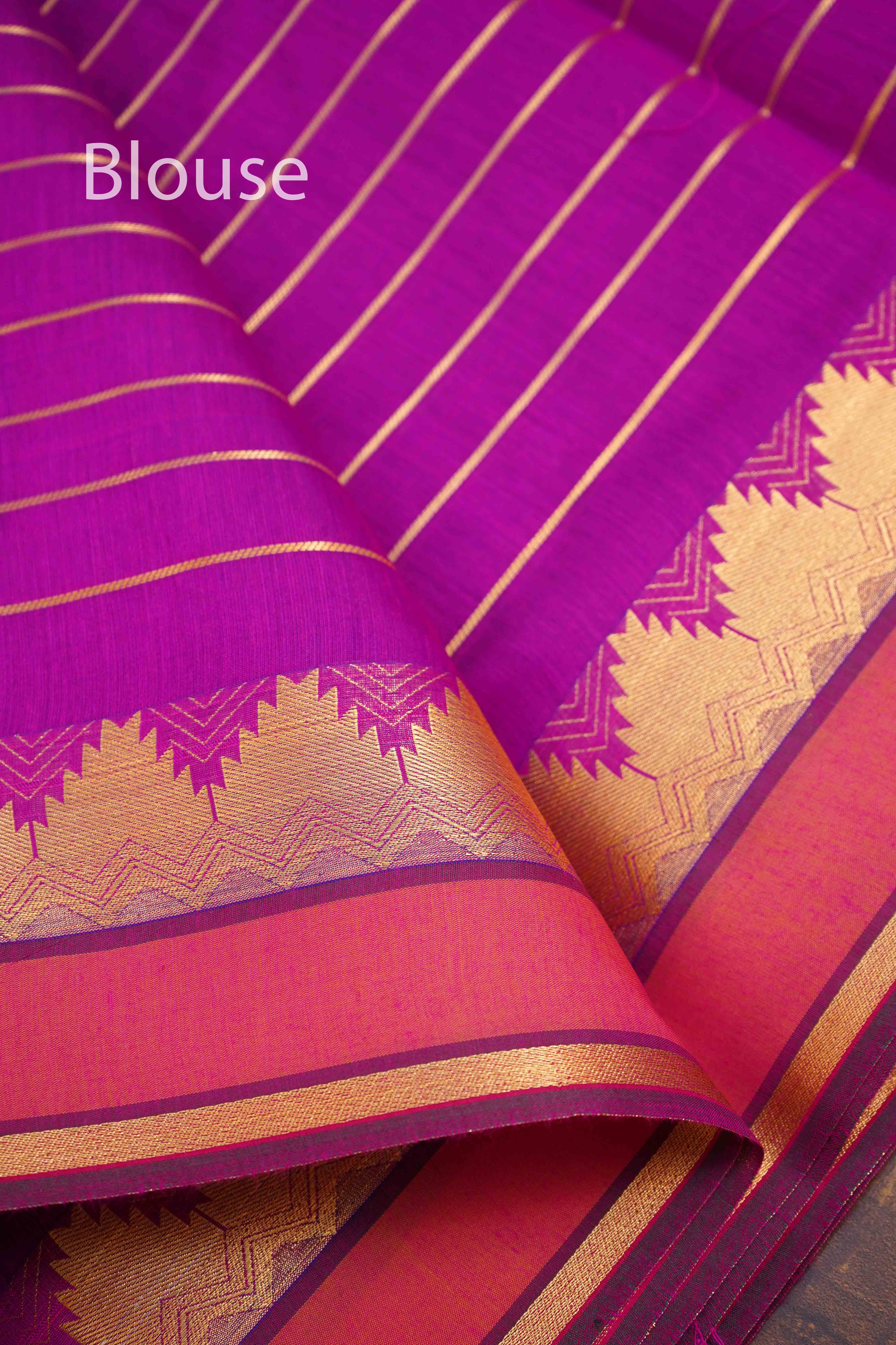DARK MEGANTA PURE SILK COTTON SAREE - Queens Jewel Emporium