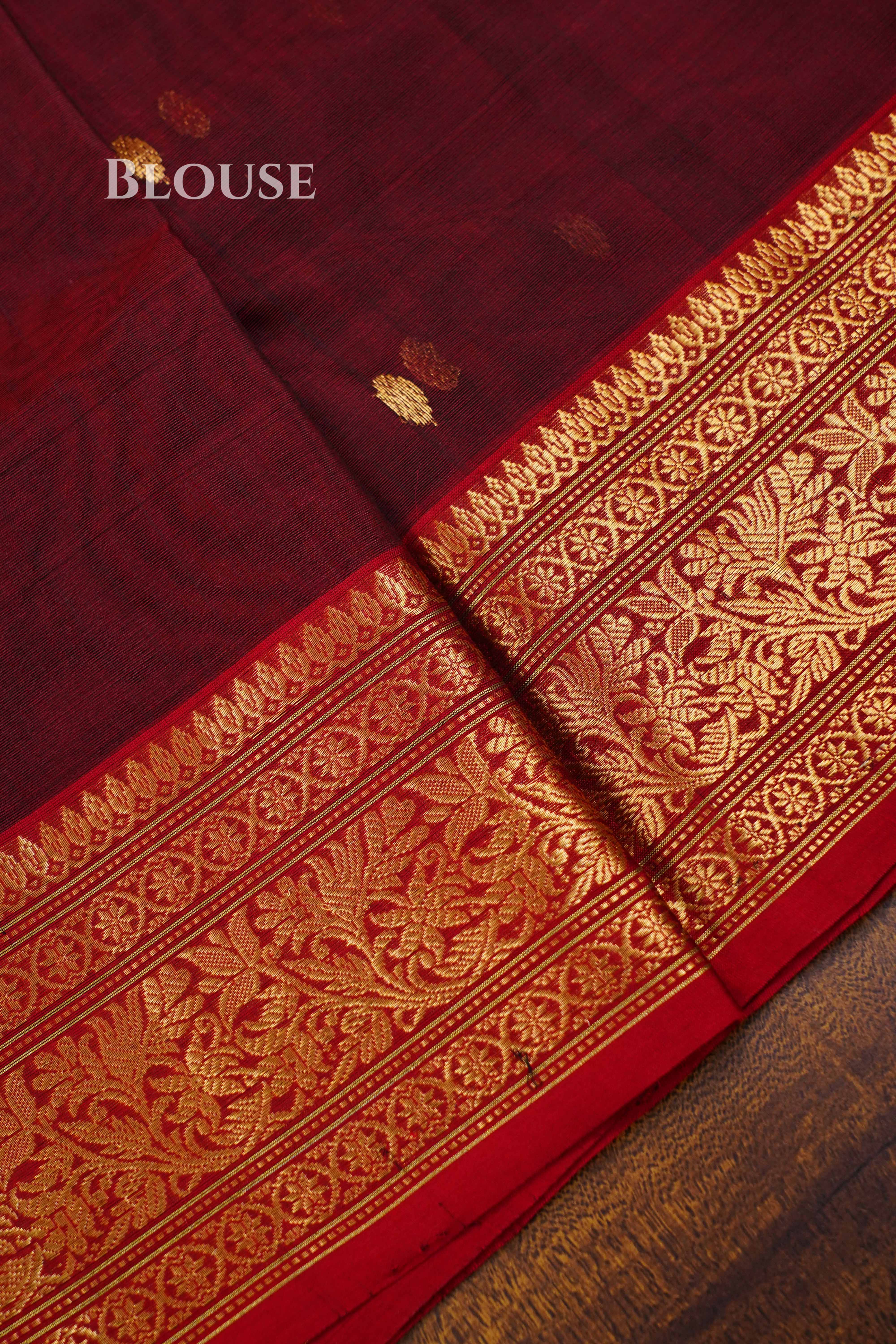 Dark Maroon Chanderi Katan Silk Handloom Saree QUEENS ALMIRAH