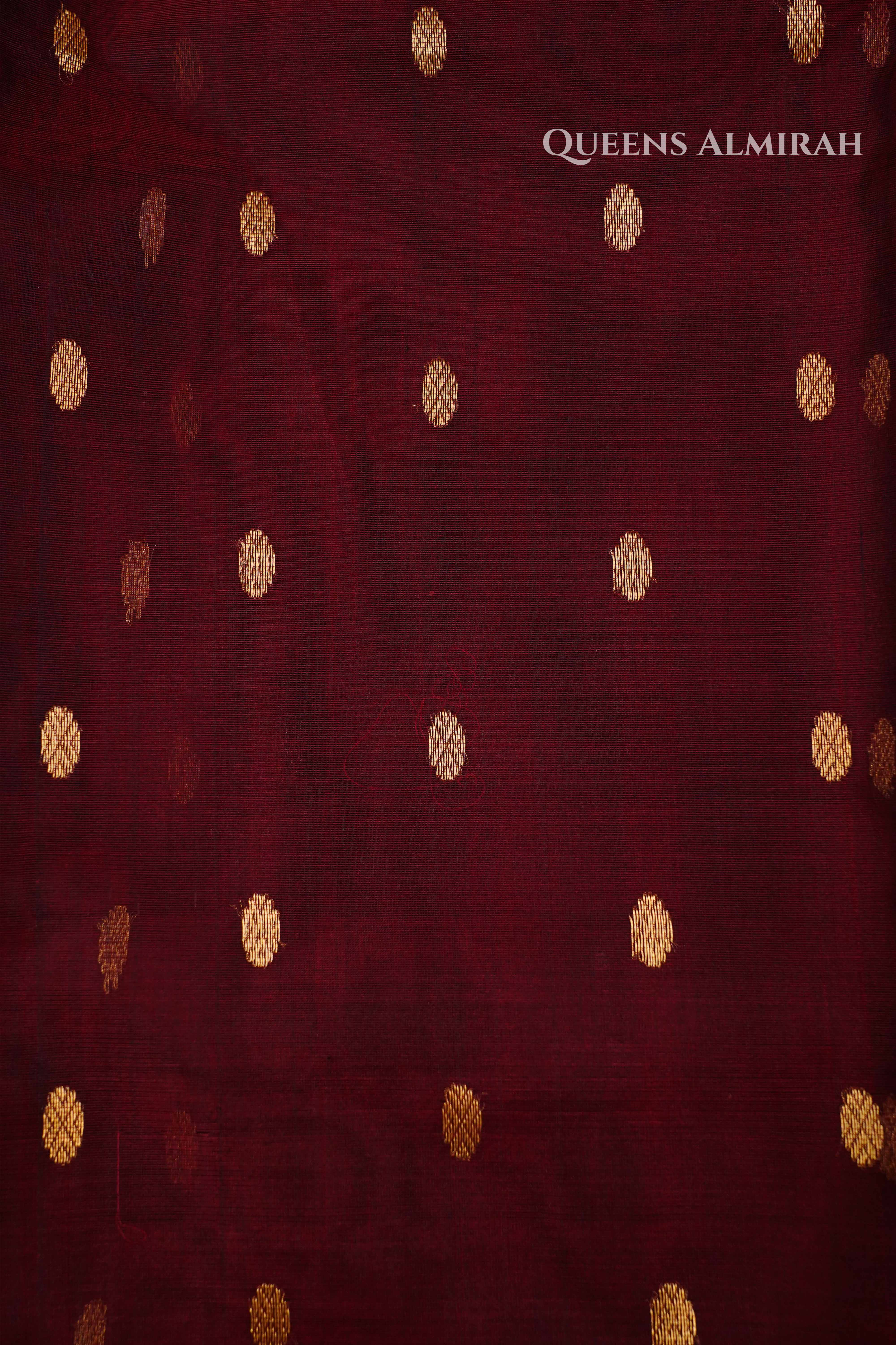 Dark Maroon Chanderi Katan Silk Handloom Saree QUEENS ALMIRAH
