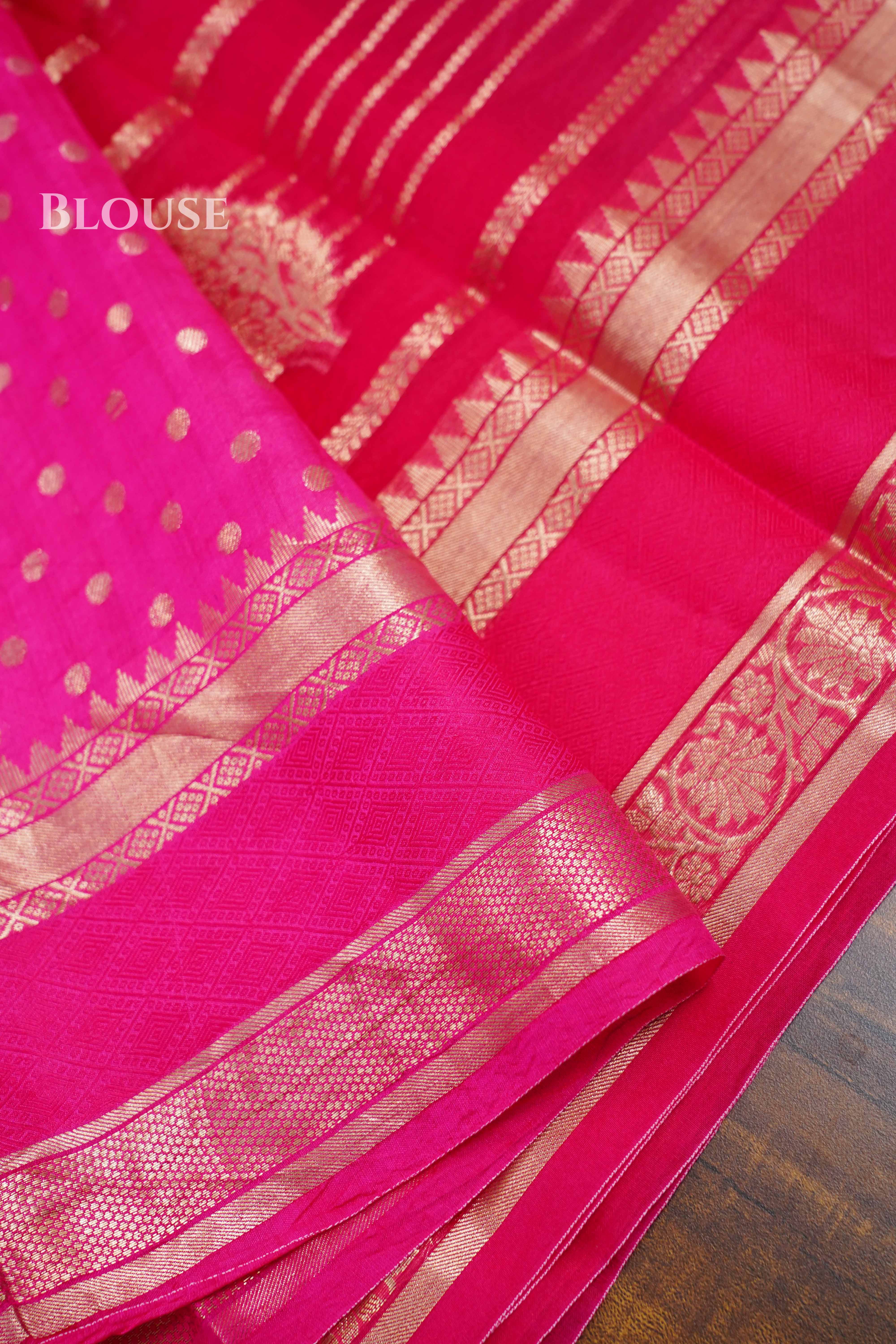 Dark Pink Kora Organza saree QUEENS ALMIRAH