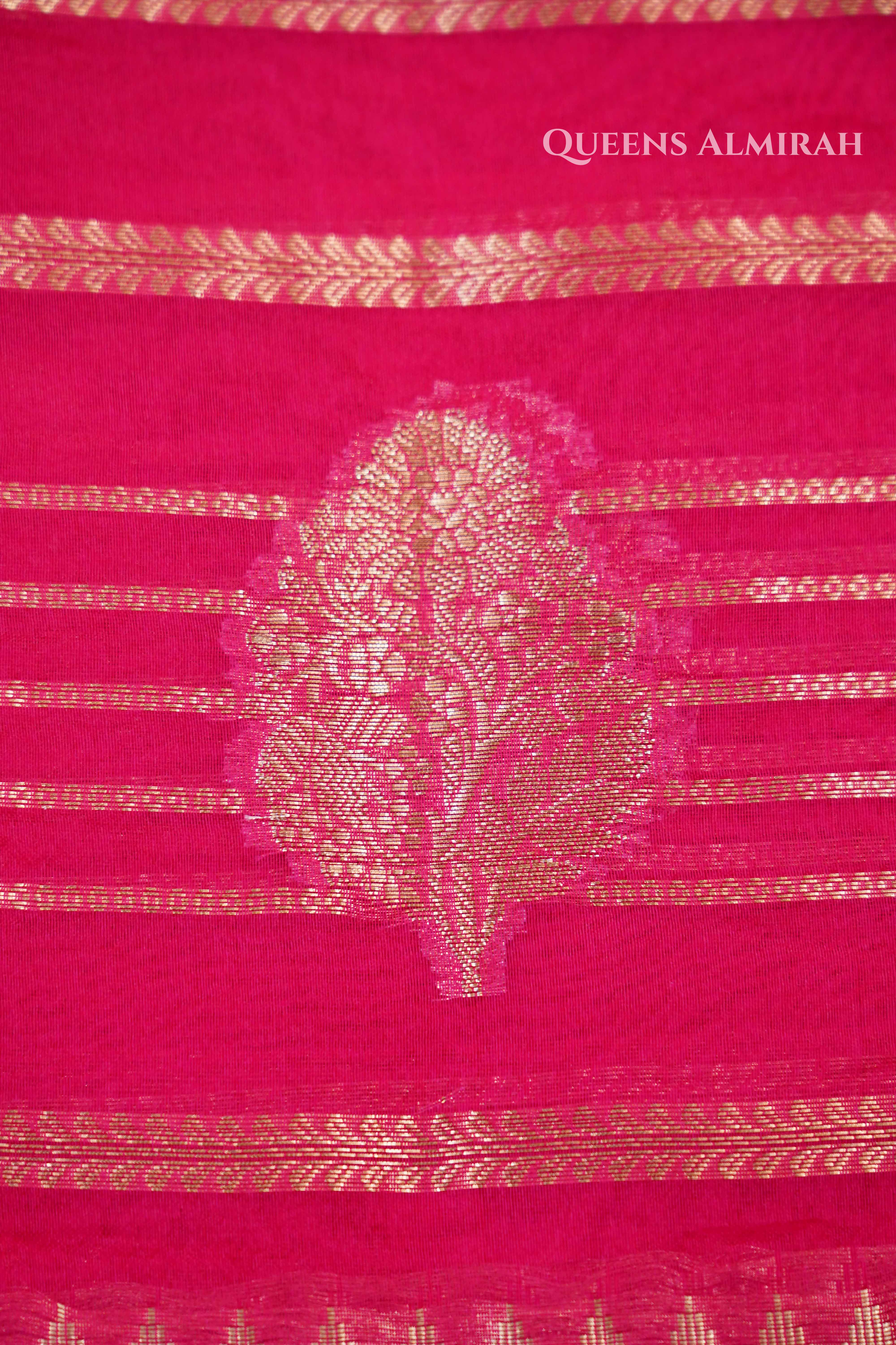 Dark Pink Kora Organza saree QUEENS ALMIRAH